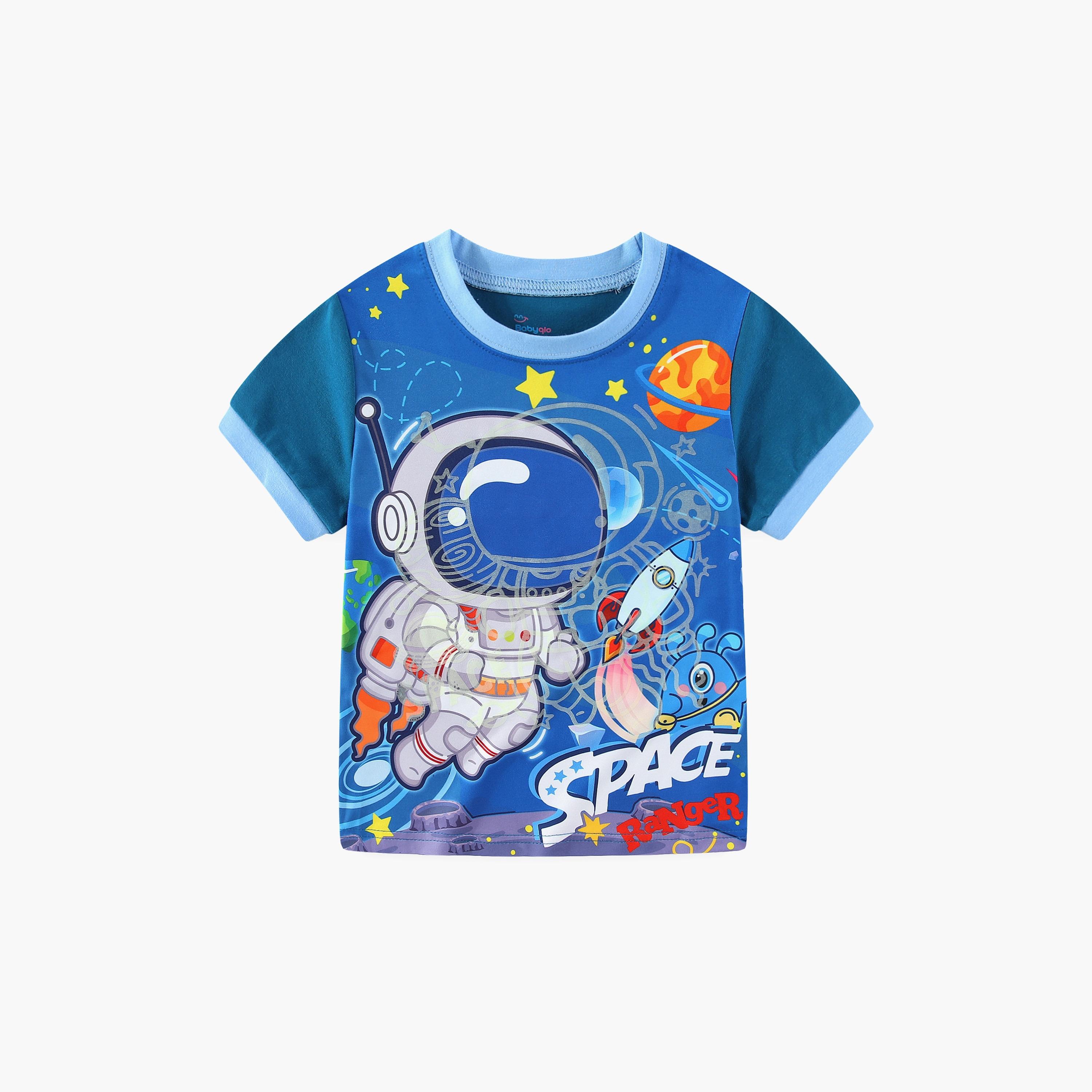 Babyqlo Space Ranger on Galaxy Quest Printed Glow-in-the-Dark T-Shirt with Joggers-boys-clothing-nightwear-image-10