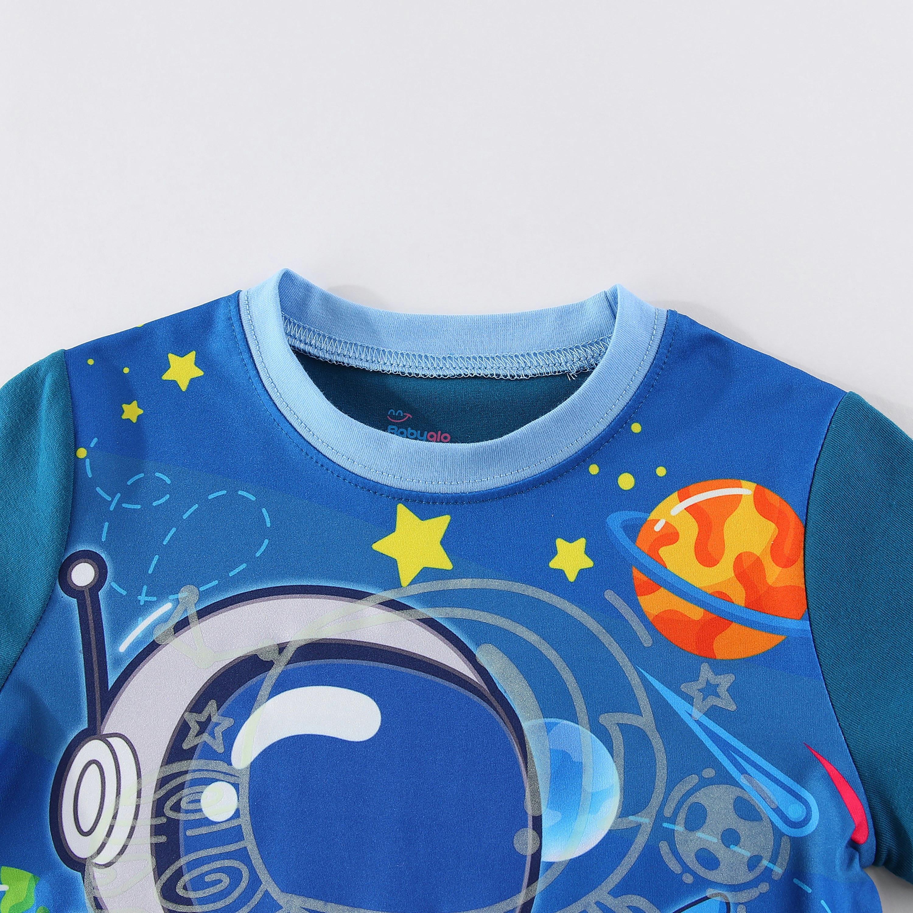 Babyqlo Space Ranger on Galaxy Quest Printed Glow-in-the-Dark T-Shirt with Joggers-boys-clothing-nightwear-image-14