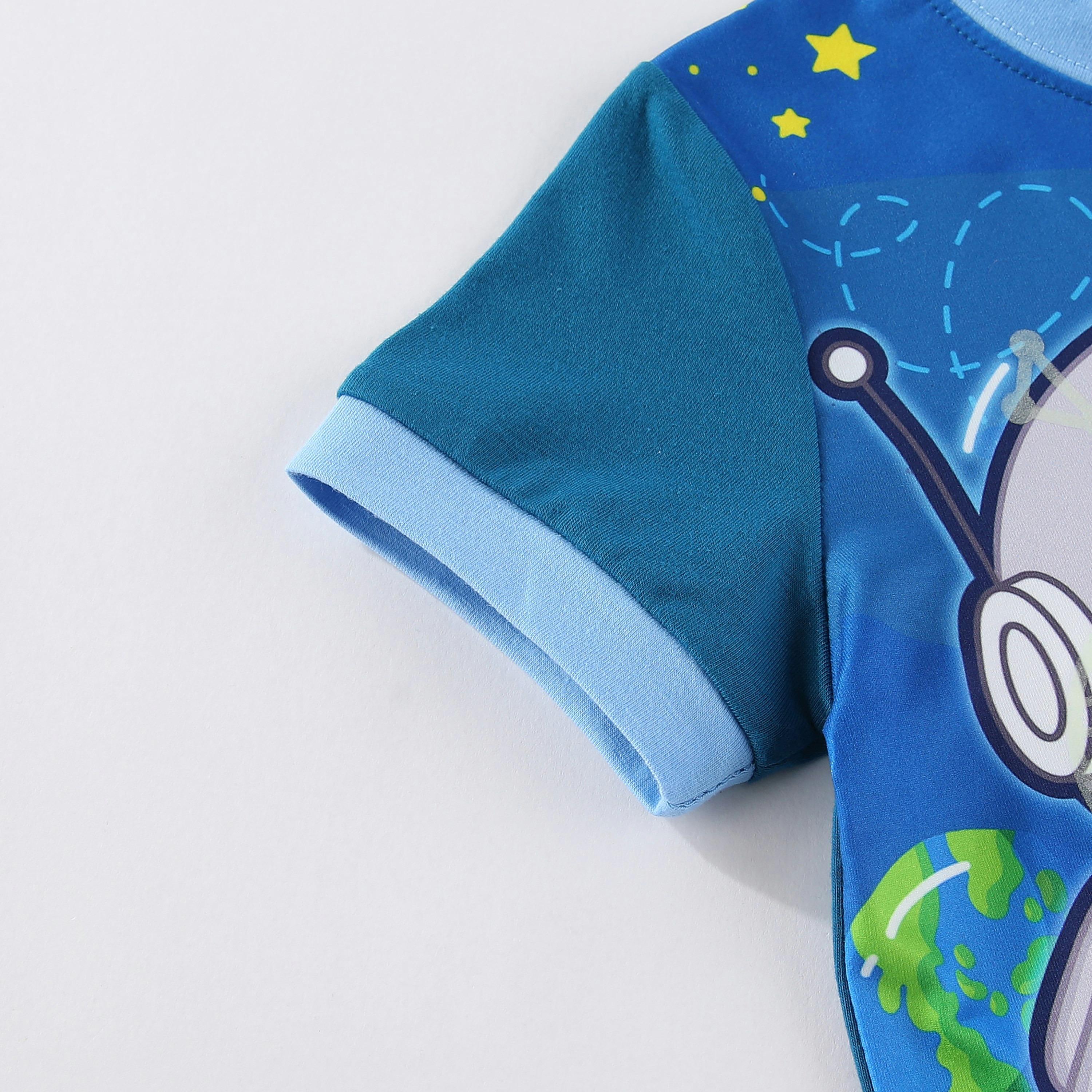 Babyqlo Space Ranger on Galaxy Quest Printed Glow-in-the-Dark T-Shirt with Joggers-boys-clothing-nightwear-image-2