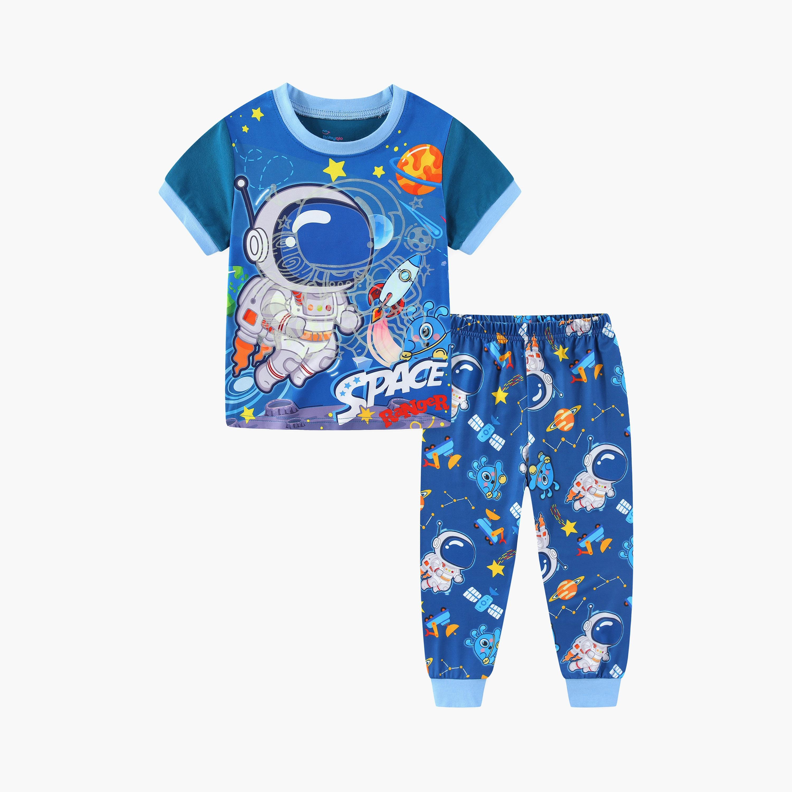 Babyqlo Space Ranger on Galaxy Quest Printed Glow-in-the-Dark T-Shirt with Joggers-boys-clothing-nightwear-image-7