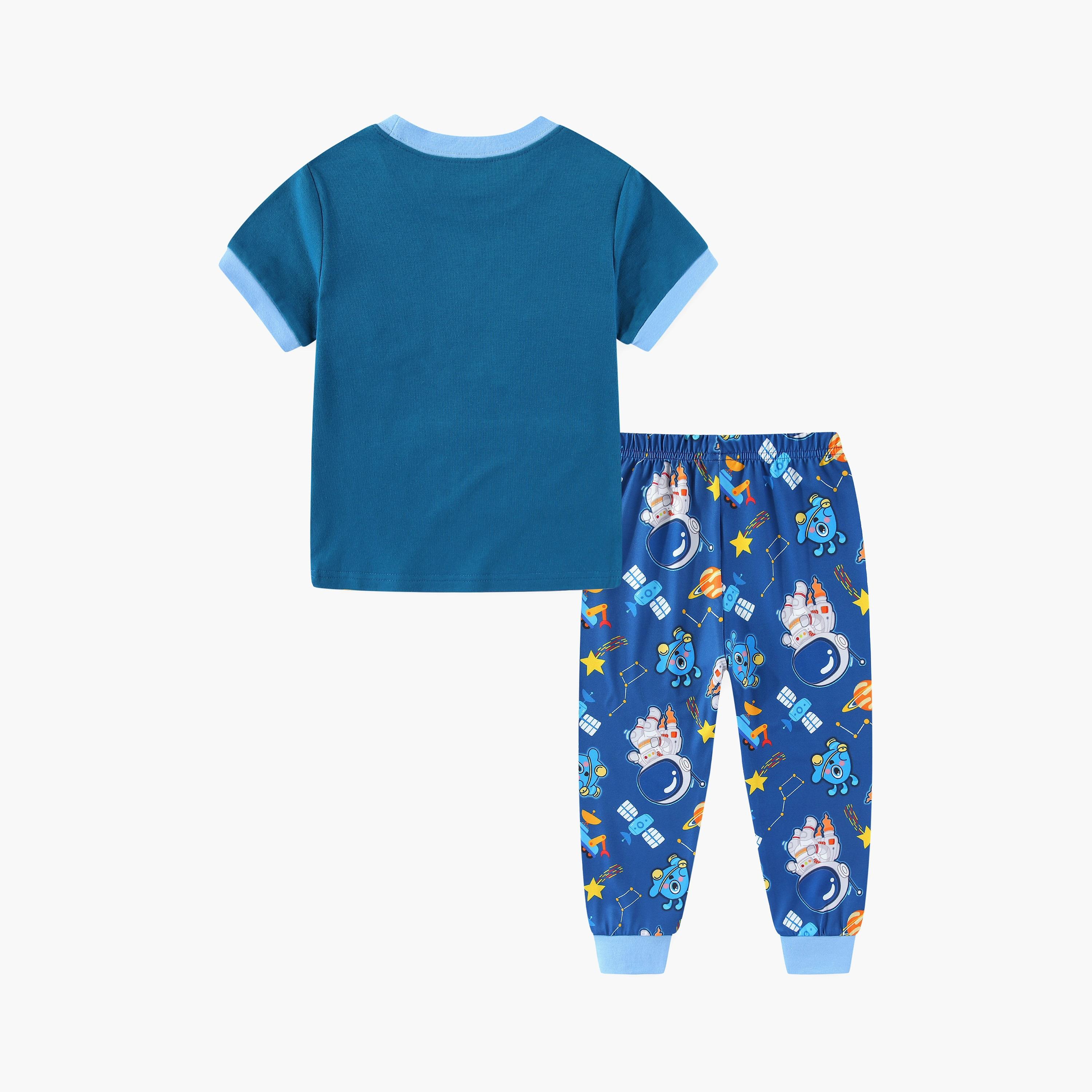 Babyqlo Space Ranger on Galaxy Quest Printed Glow-in-the-Dark T-Shirt with Joggers-boys-clothing-nightwear-image-8