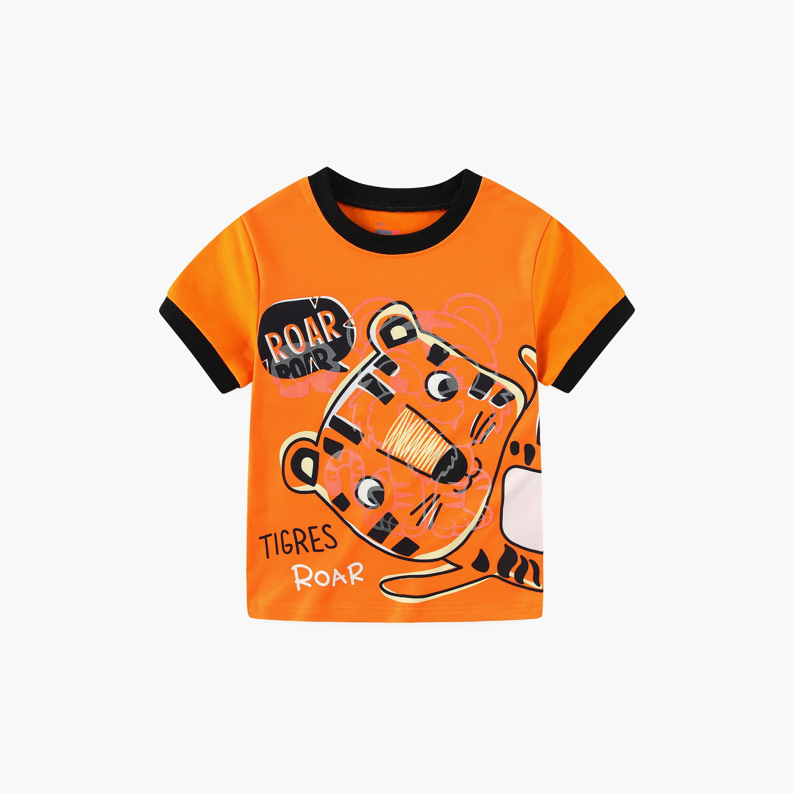 Babyqlo Roaring Tiger Jungle Adventure Printed Glow-in-the-Dark T-Shirt with Joggers-boys-clothing-nightwear-image-10