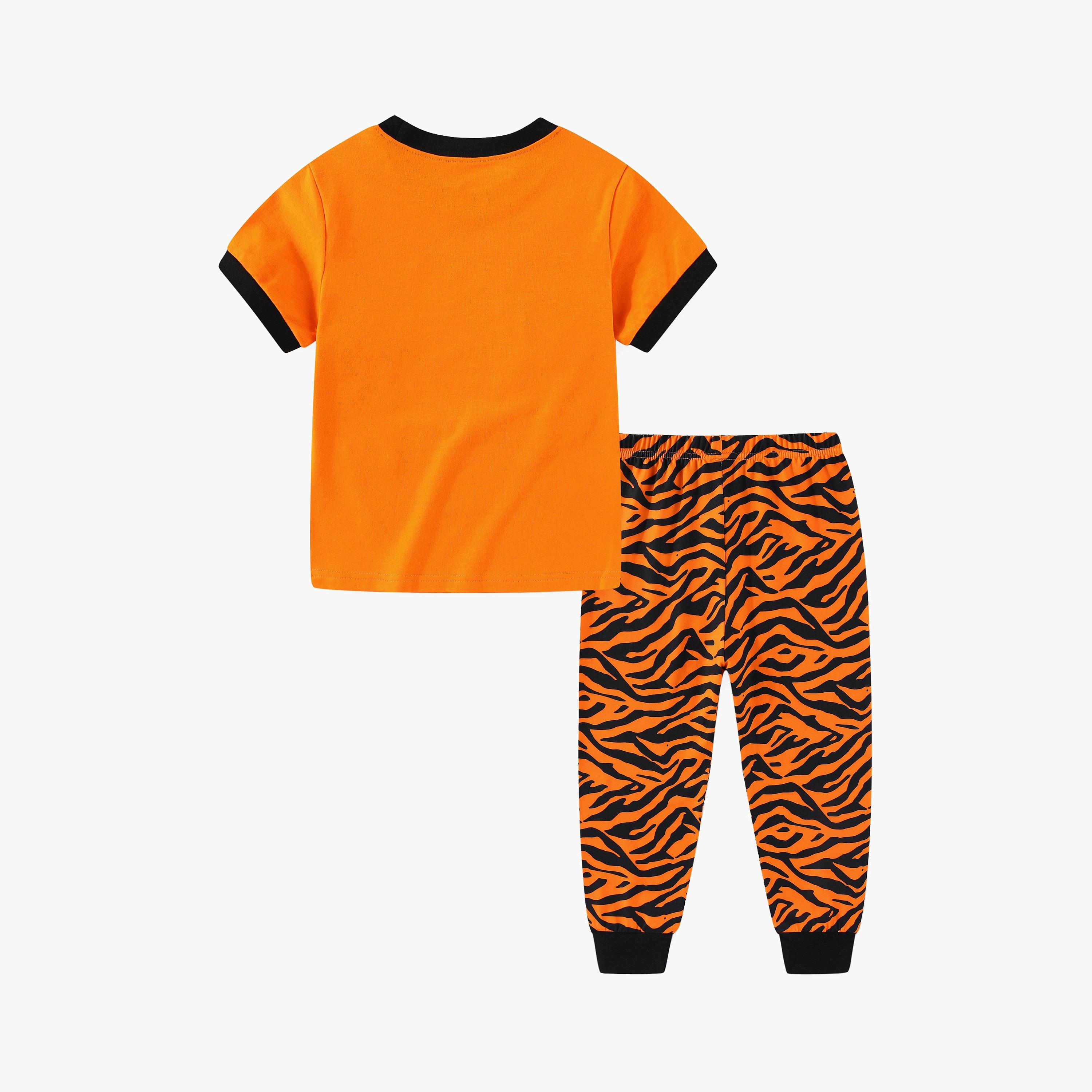 Babyqlo Roaring Tiger Jungle Adventure Printed Glow-in-the-Dark T-Shirt with Joggers-boys-clothing-nightwear-image-7