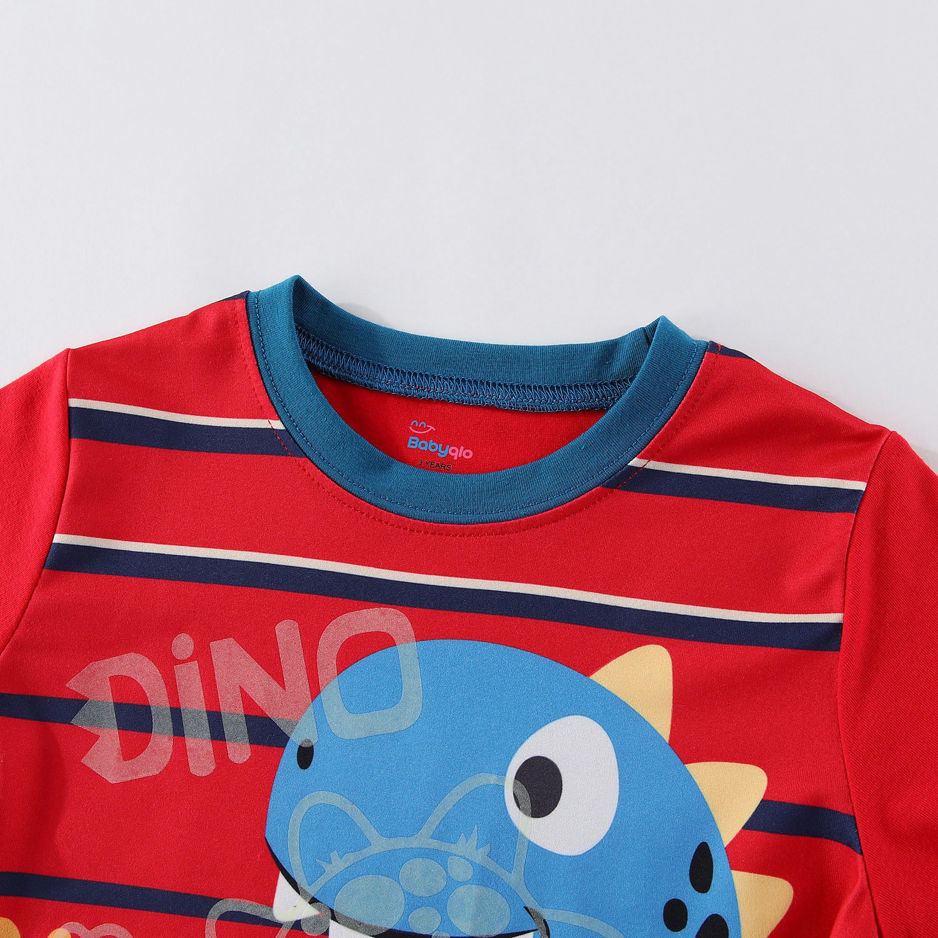 Babyqlo Blue Dino’s Leafy Jungle Trek Printed Glow-in-the-Dark T-Shirt with Joggers-boys-clothing-nightwear-image-7