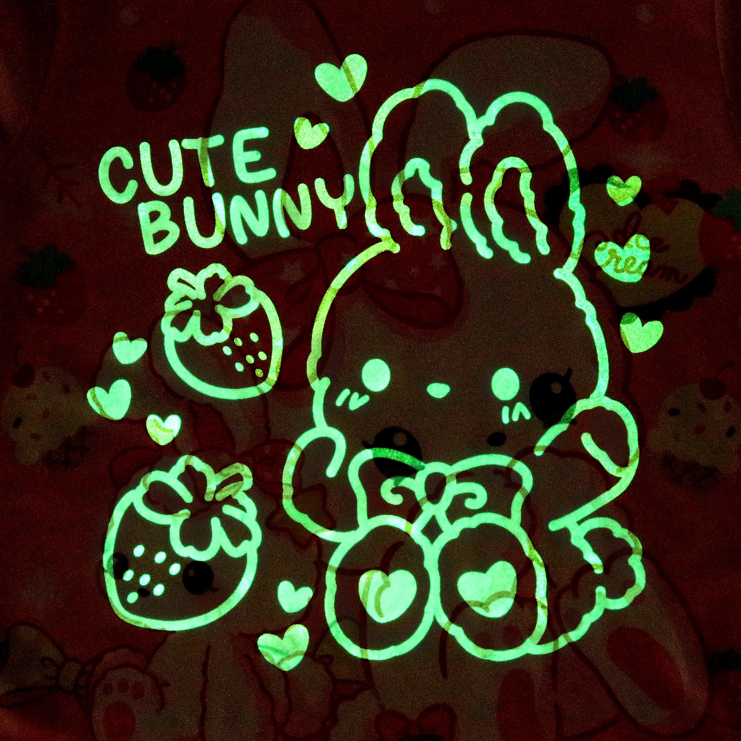 Babyqlo Sweet Bunny and Berry Fun Printed Glow-in-the-Dark T-Shirt with Joggers-girls-clothing-nightwear-image-4