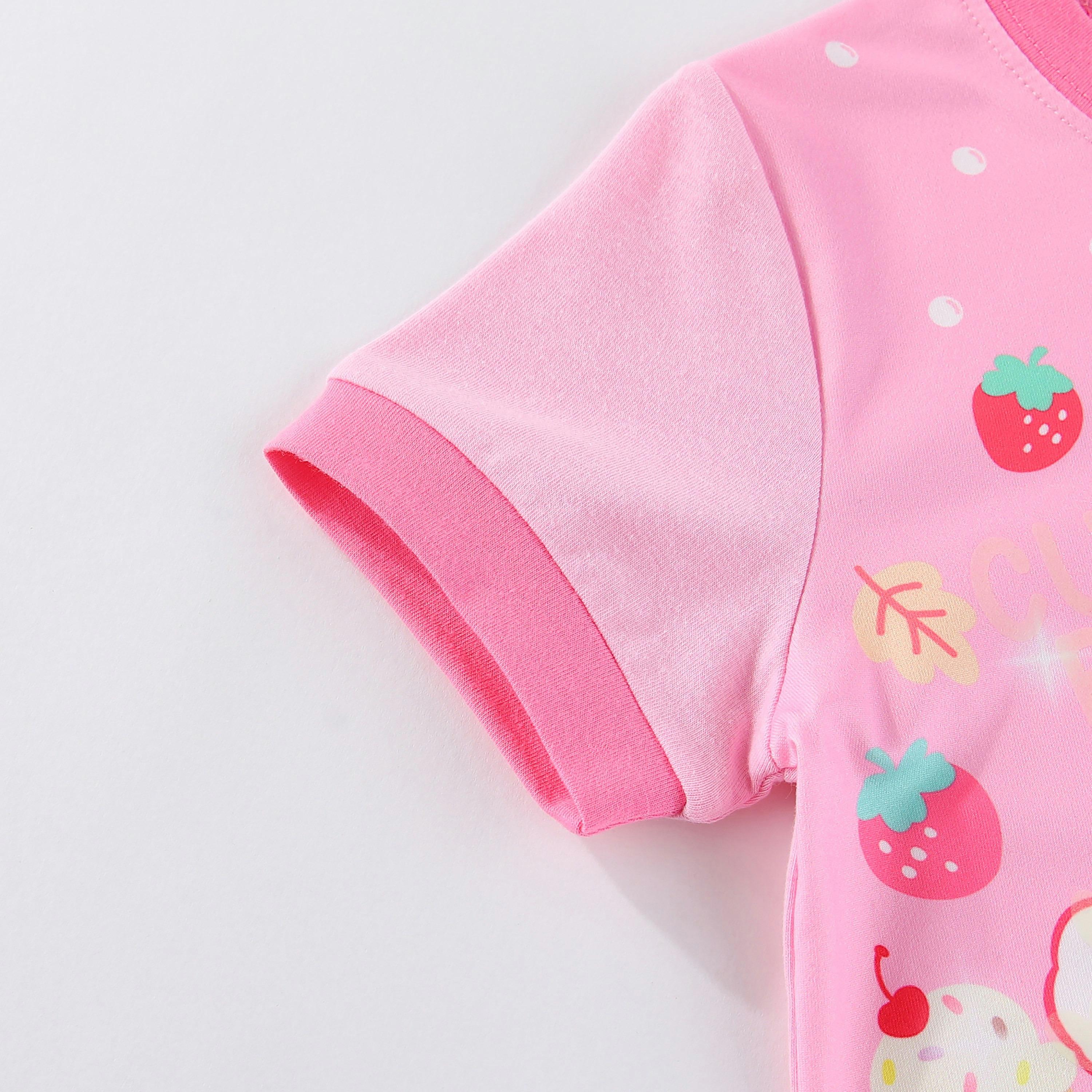 Babyqlo Sweet Bunny and Berry Fun Printed Glow-in-the-Dark T-Shirt with Joggers-girls-clothing-nightwear-image-8