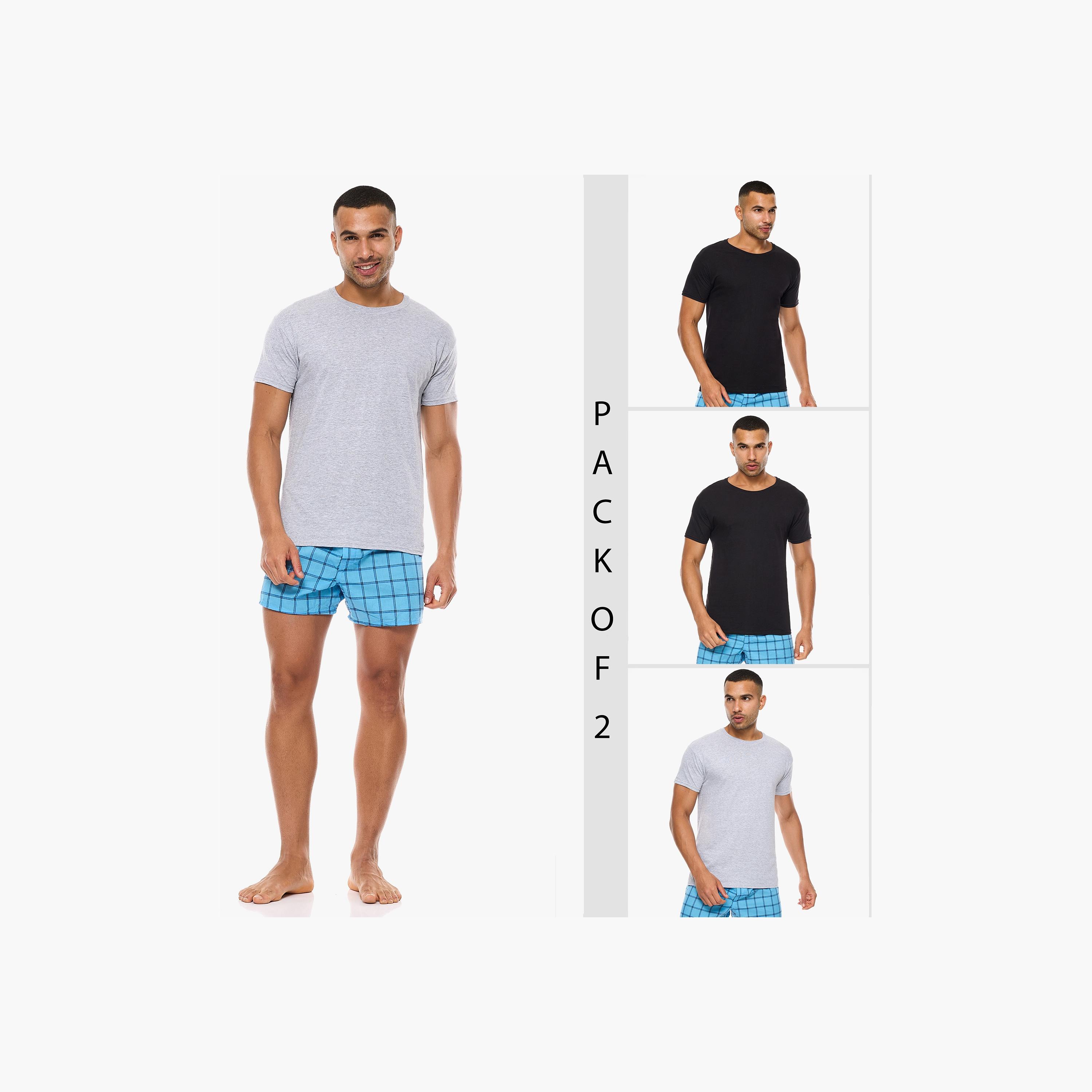 Hanes Assorted Pack of 3 Plain Crew Neck Short Sleeves Men's T-Shirt-men-clothing-tshirtsandpolos-tshirts-image-2