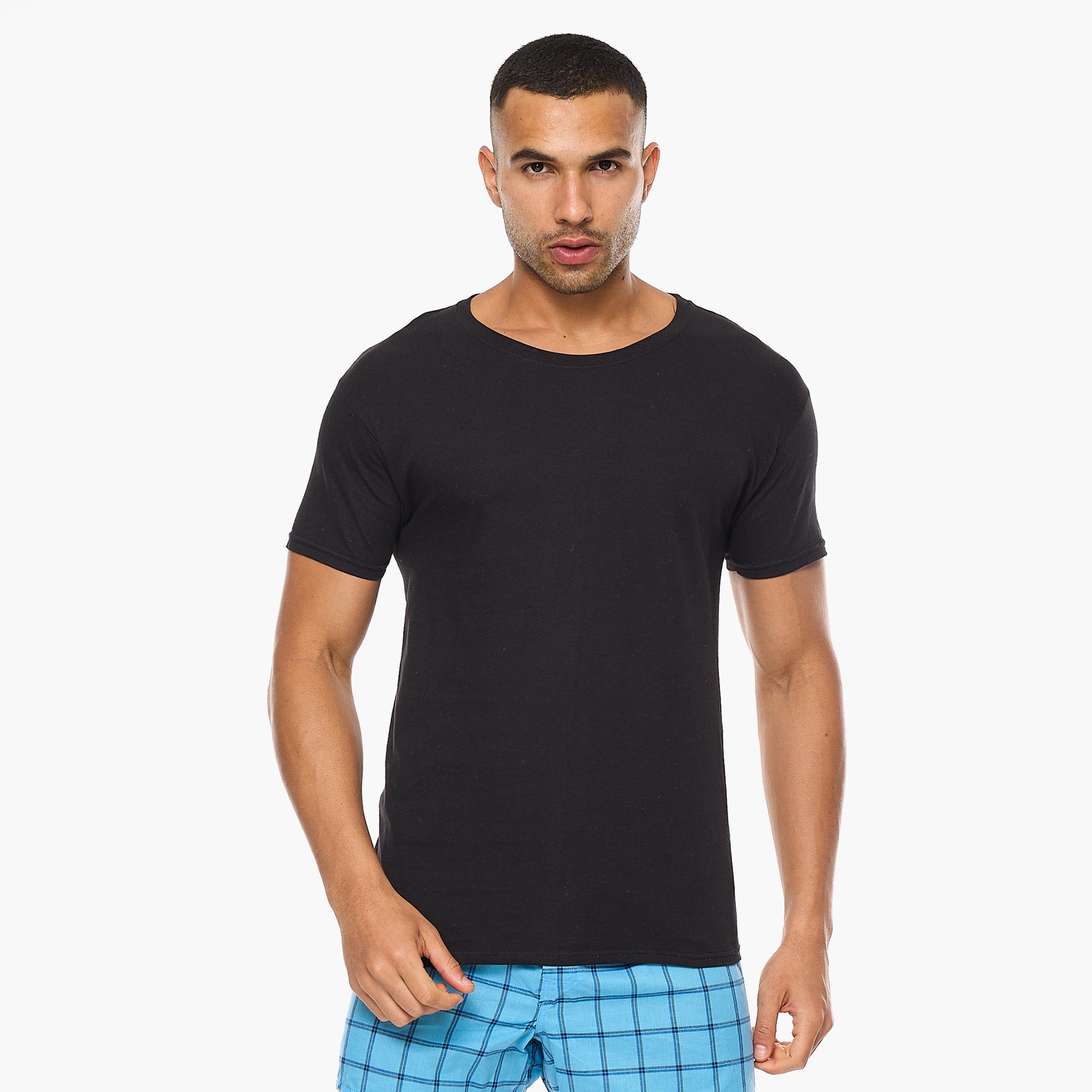 Hanes Assorted Pack of 3 Plain Crew Neck Short Sleeves Men's T-Shirt-men-clothing-tshirtsandpolos-tshirts-image-3