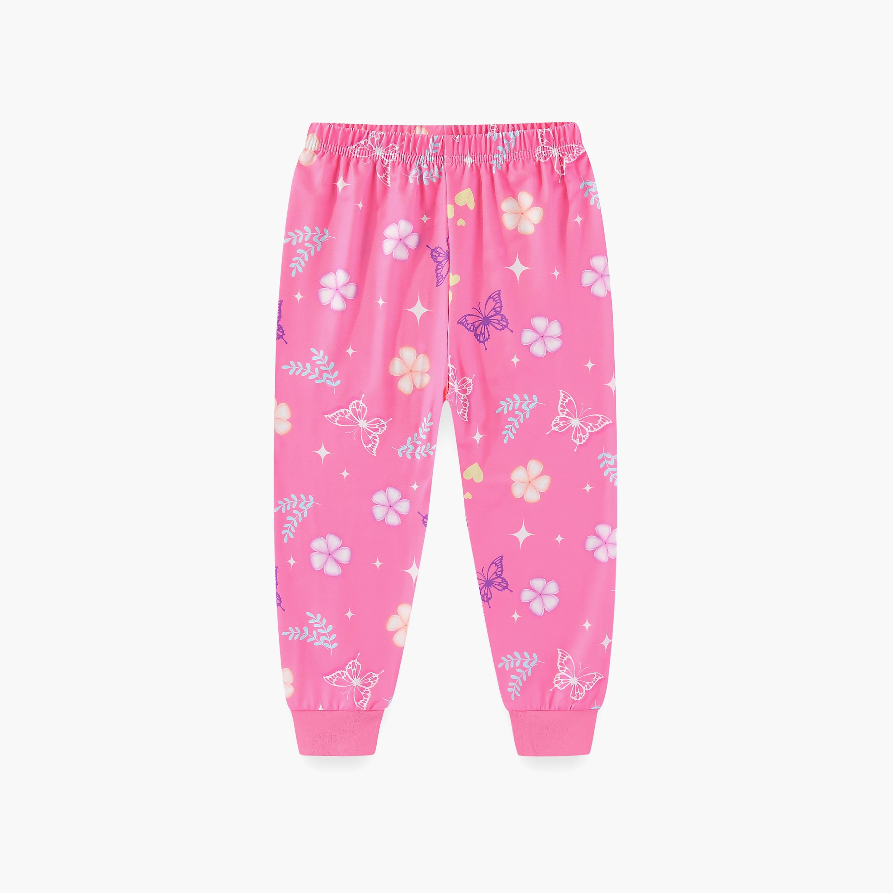 تي شيرت بطبعة رويال يونيكورن وتاج الفراشات متوهجة في الظلام مع بنطال ركض من بيبيكلو-girls-clothing-nightwear-image-7