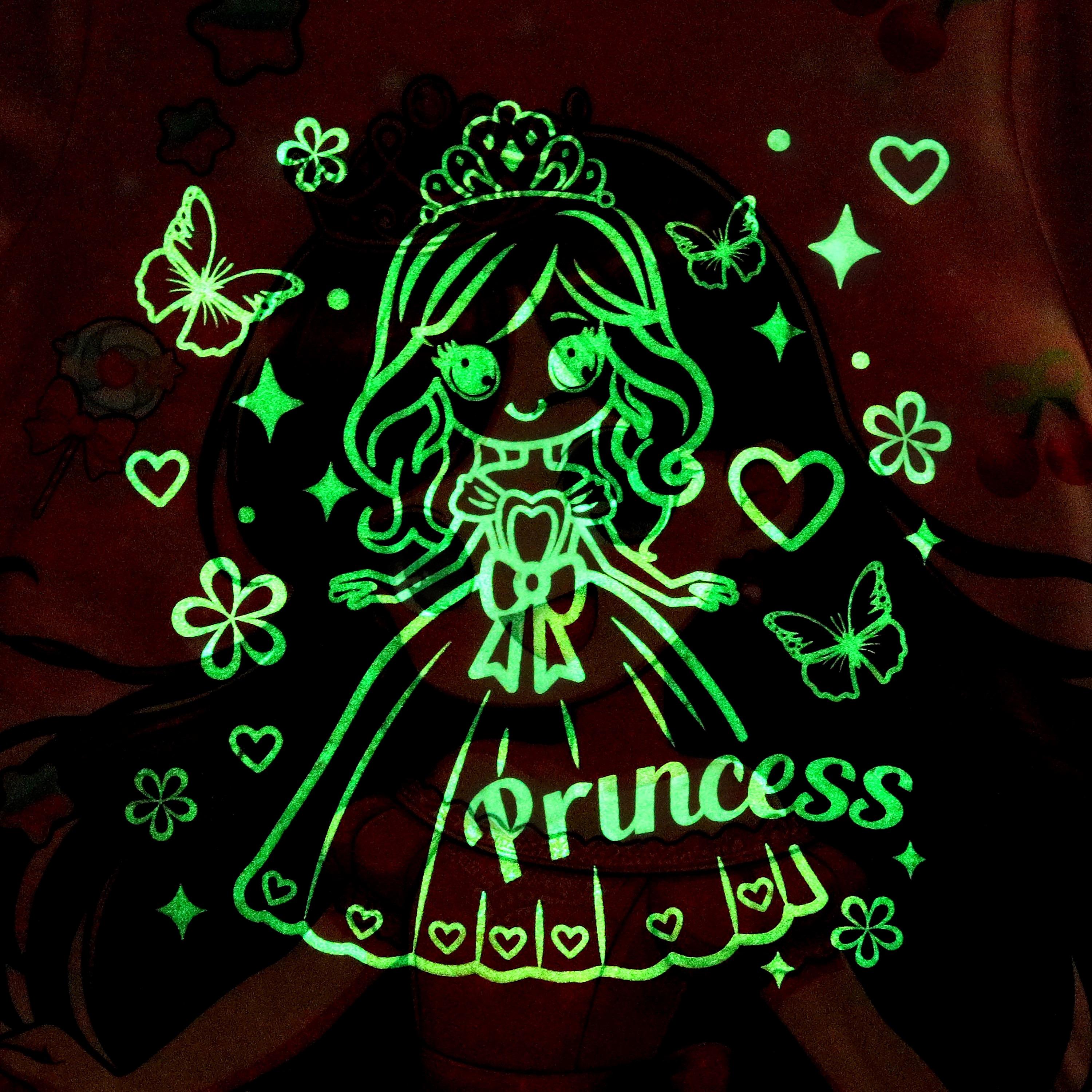 Babyqlo Sparkling Princess Printed Glow-in-the-Dark T-Shirt with Joggers-girls-clothing-nightwear-image-6