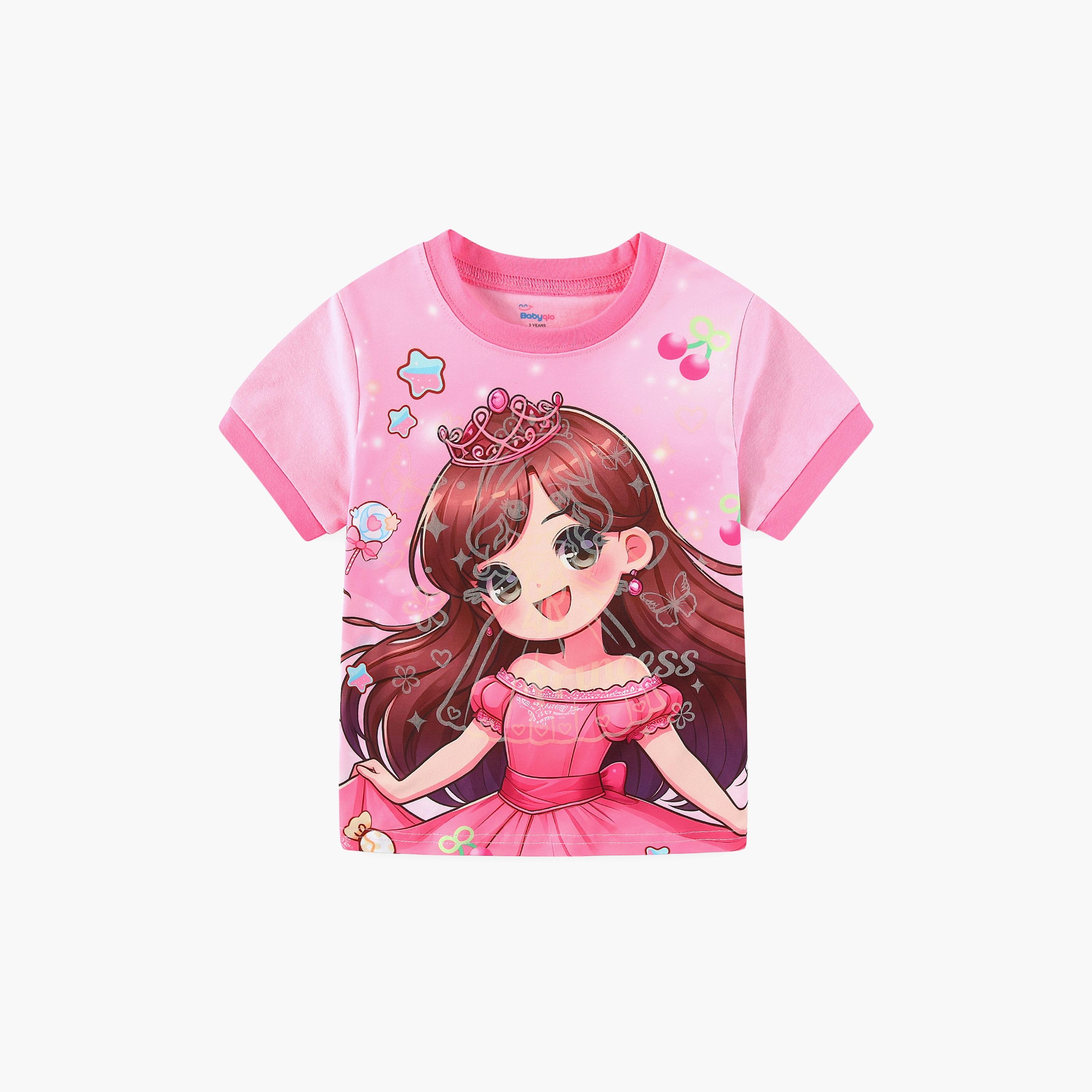 Babyqlo Sparkling Princess Printed Glow-in-the-Dark T-Shirt with Joggers-girls-clothing-nightwear-image-7