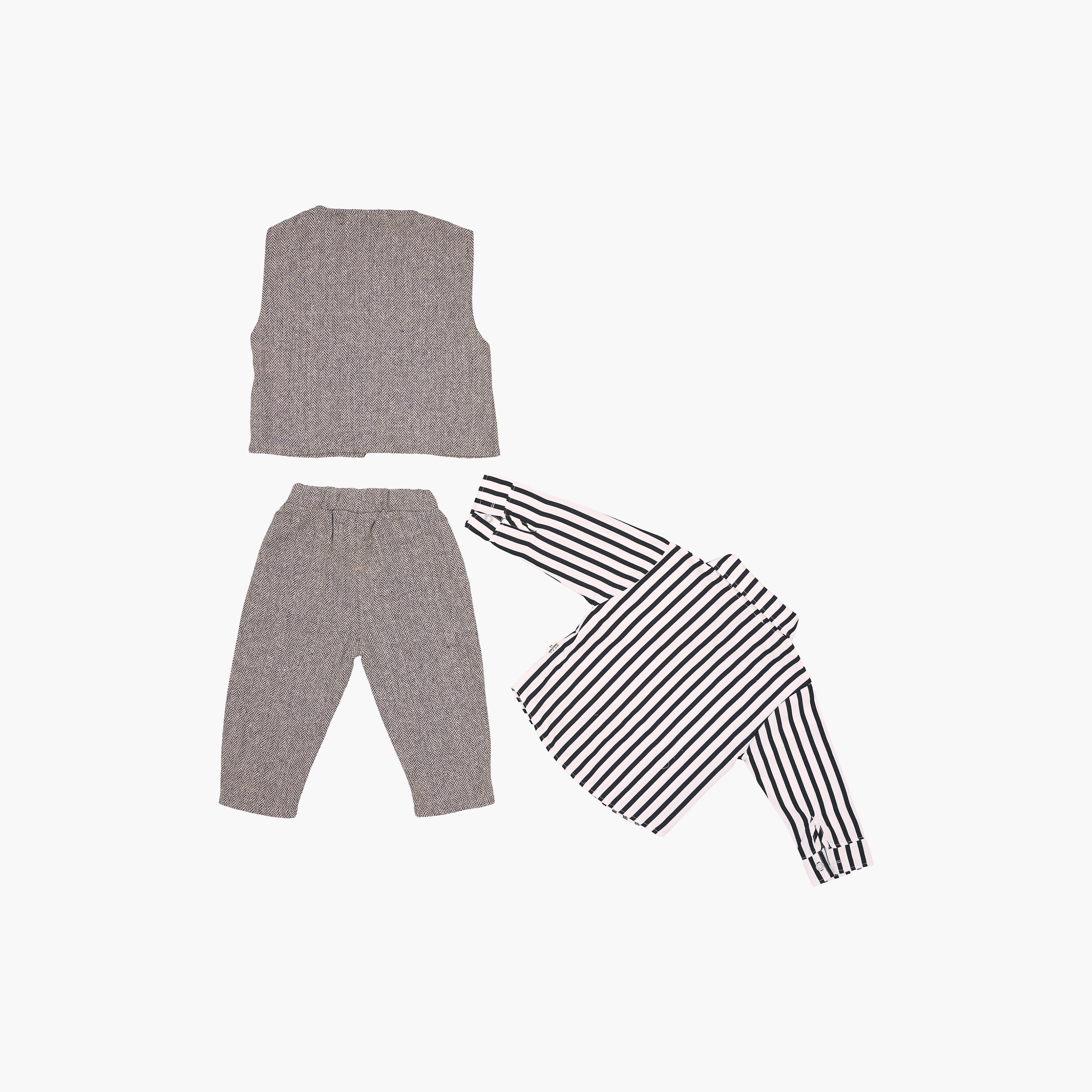 Babyqlo 3-Piece Classic Striped Shirt, Jacket and Pants Set-boys-clothing-setsandcoords-image-4