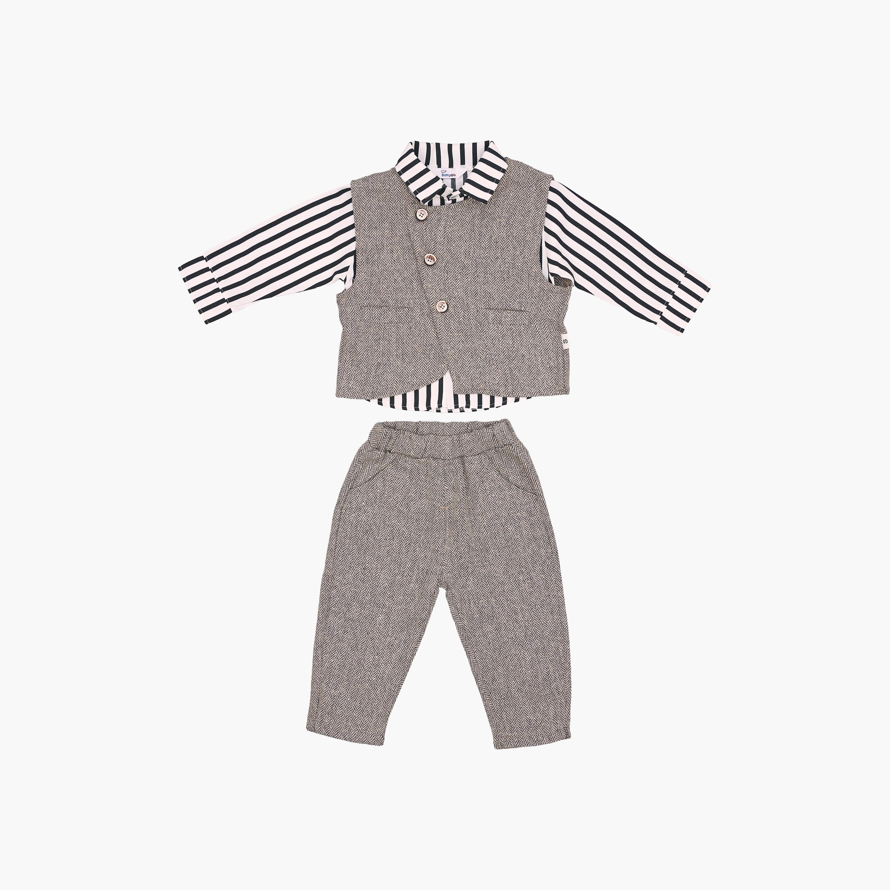 Babyqlo 3-Piece Classic Striped Shirt, Jacket and Pants Set-boys-clothing-setsandcoords-image-5