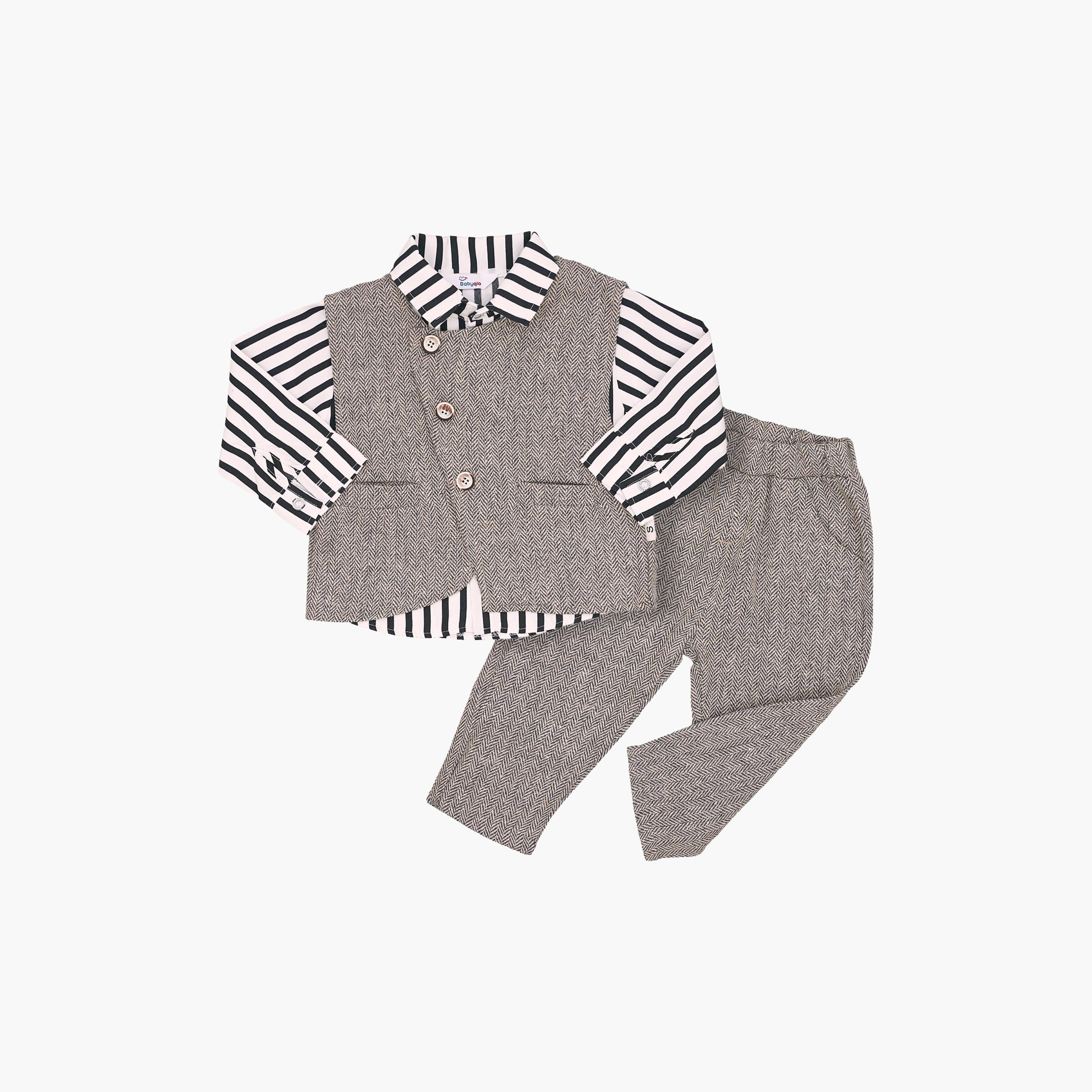 Babyqlo 3-Piece Classic Striped Shirt, Jacket and Pants Set-boys-clothing-setsandcoords-image-6