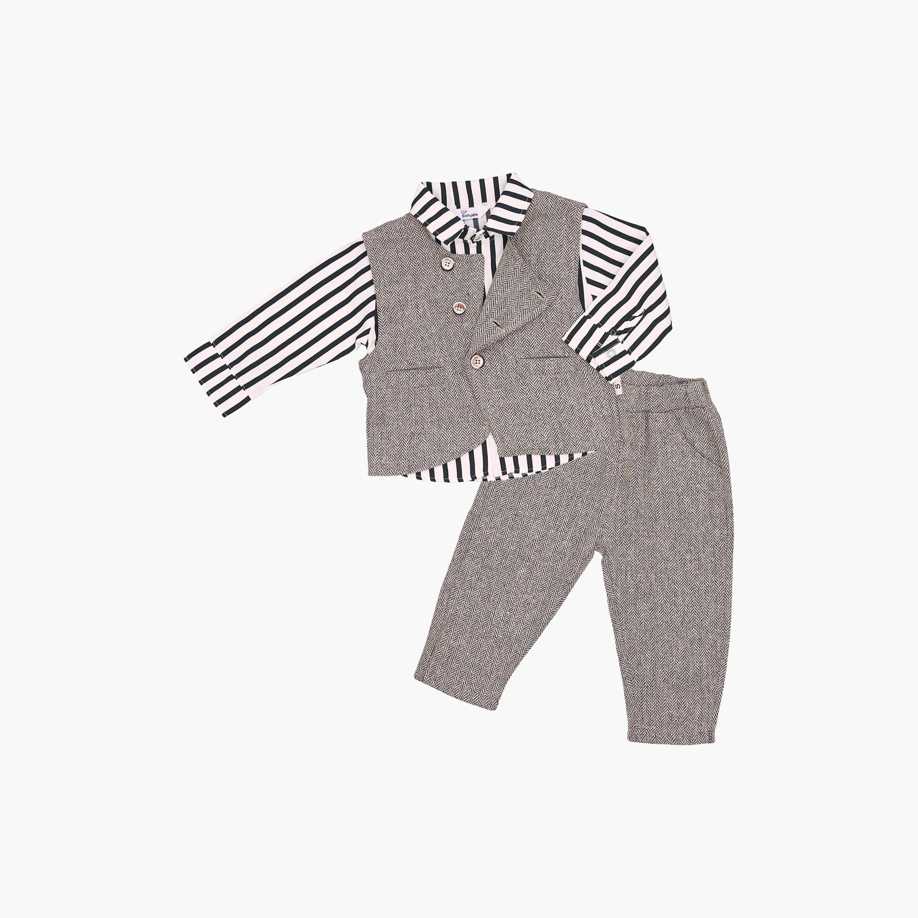 Babyqlo 3-Piece Classic Striped Shirt, Jacket and Pants Set-boys-clothing-setsandcoords-image-7