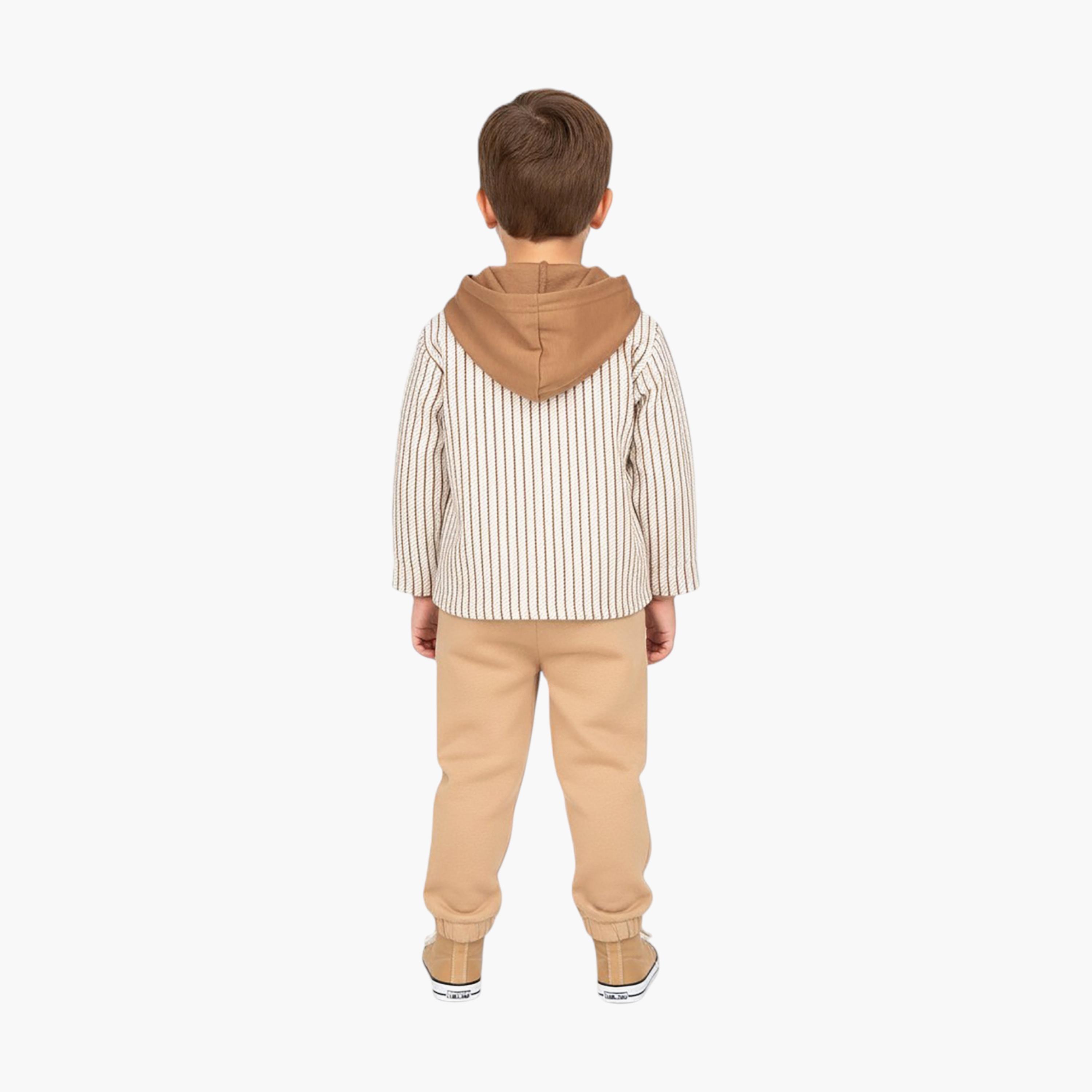 Babyqlo 2-Piece Striped and Hooded Shirt with Joggers Co-ord Set-boys-clothing-setsandcoords-image-2