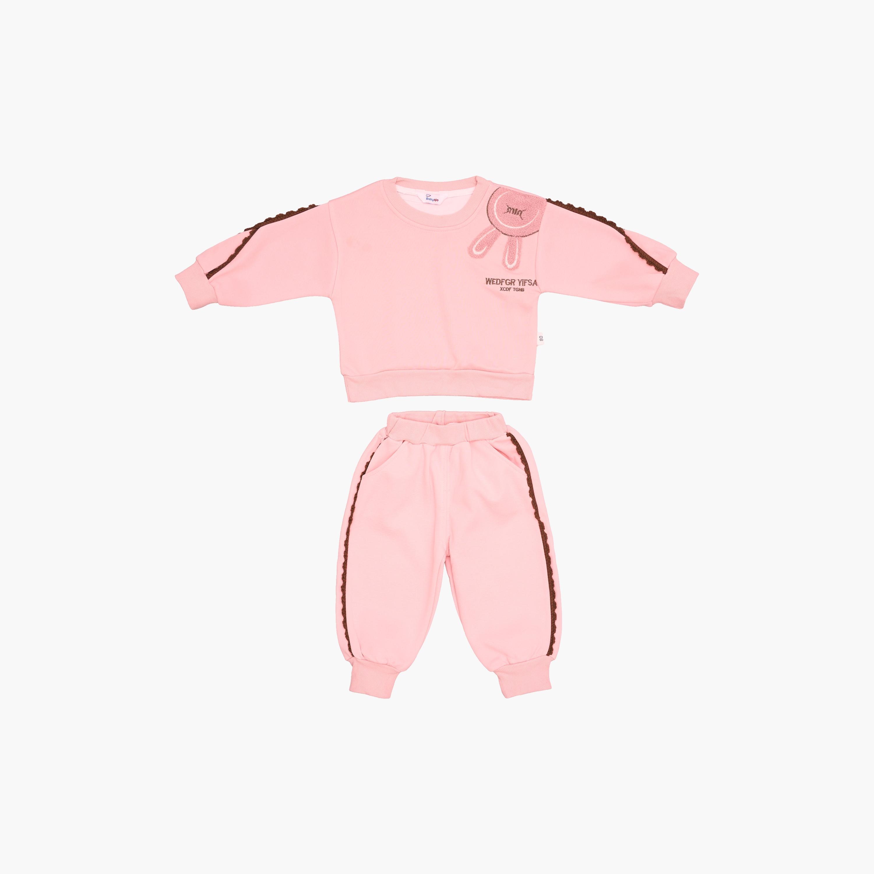 Babyqlo 2-Piece Embroidered Bunny with Lace Detailing Tracksuit-girls-clothing-setsandcoords-image-2