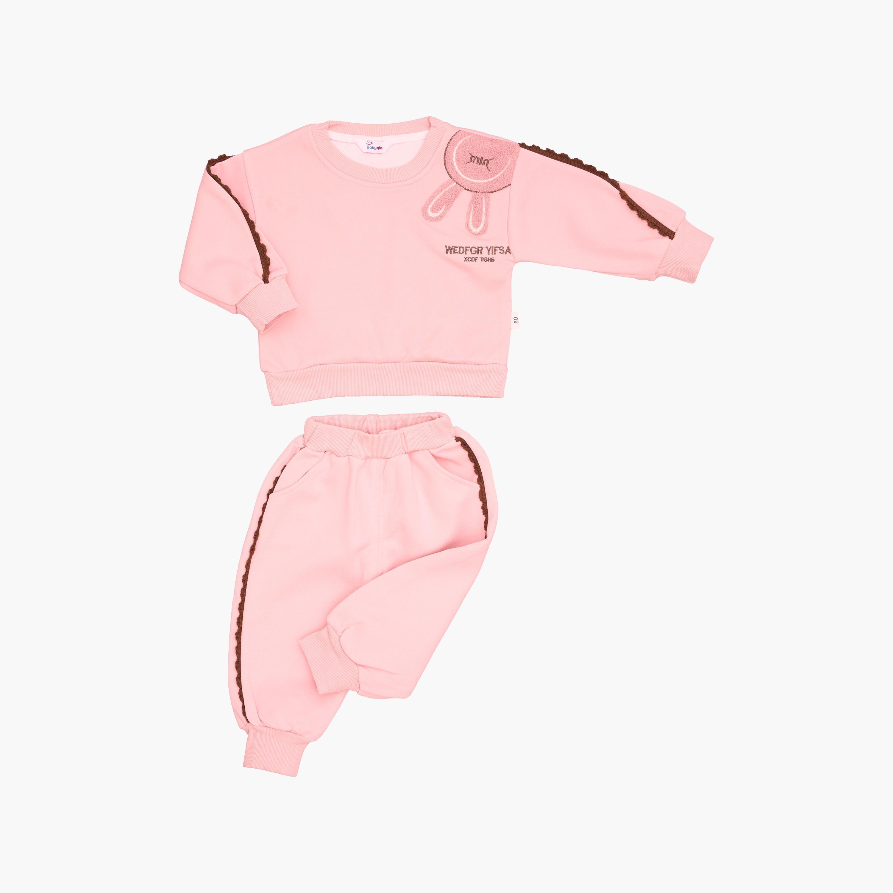 Babyqlo 2-Piece Embroidered Bunny with Lace Detailing Tracksuit-girls-clothing-setsandcoords-image-4