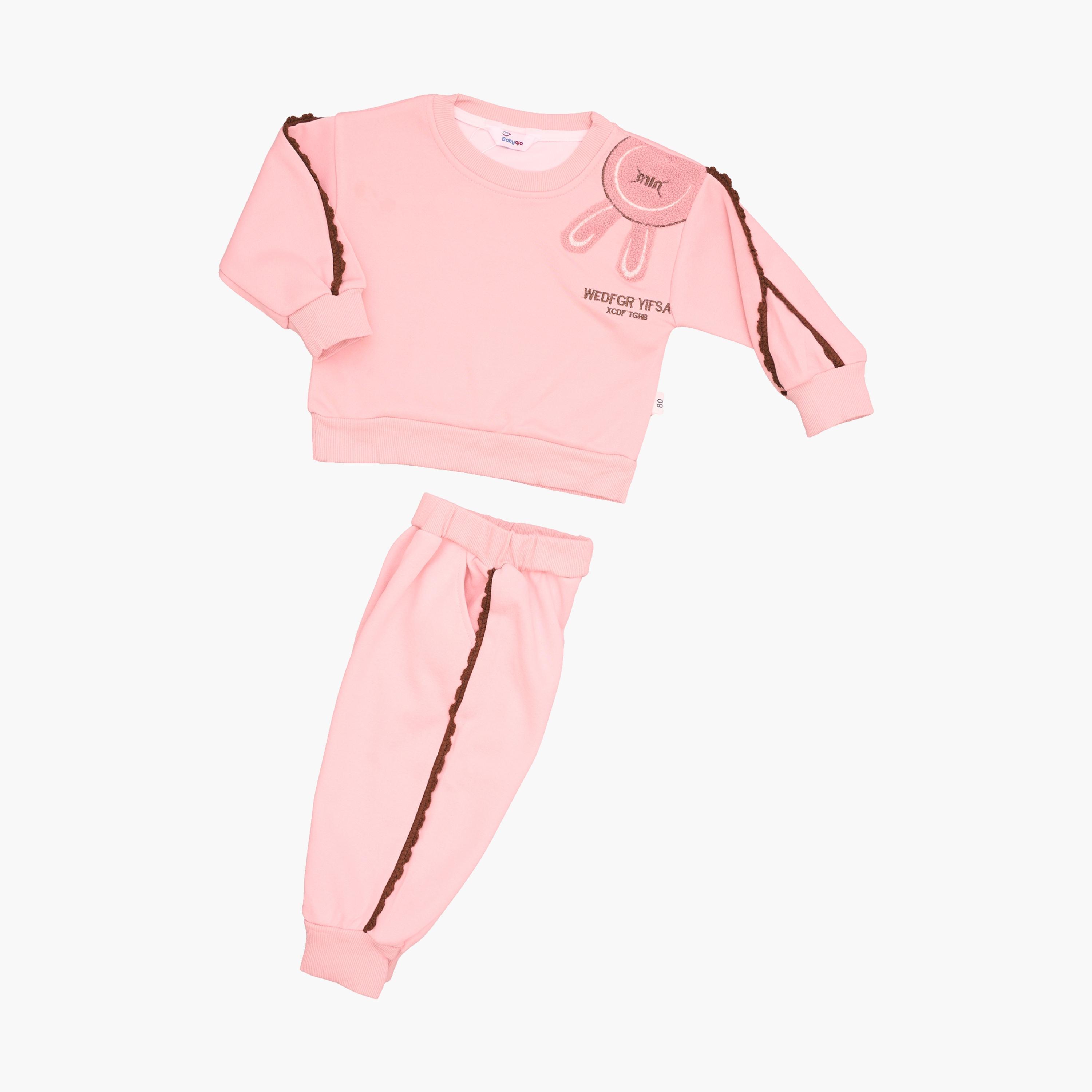 Babyqlo 2-Piece Embroidered Bunny with Lace Detailing Tracksuit-girls-clothing-setsandcoords-image-5