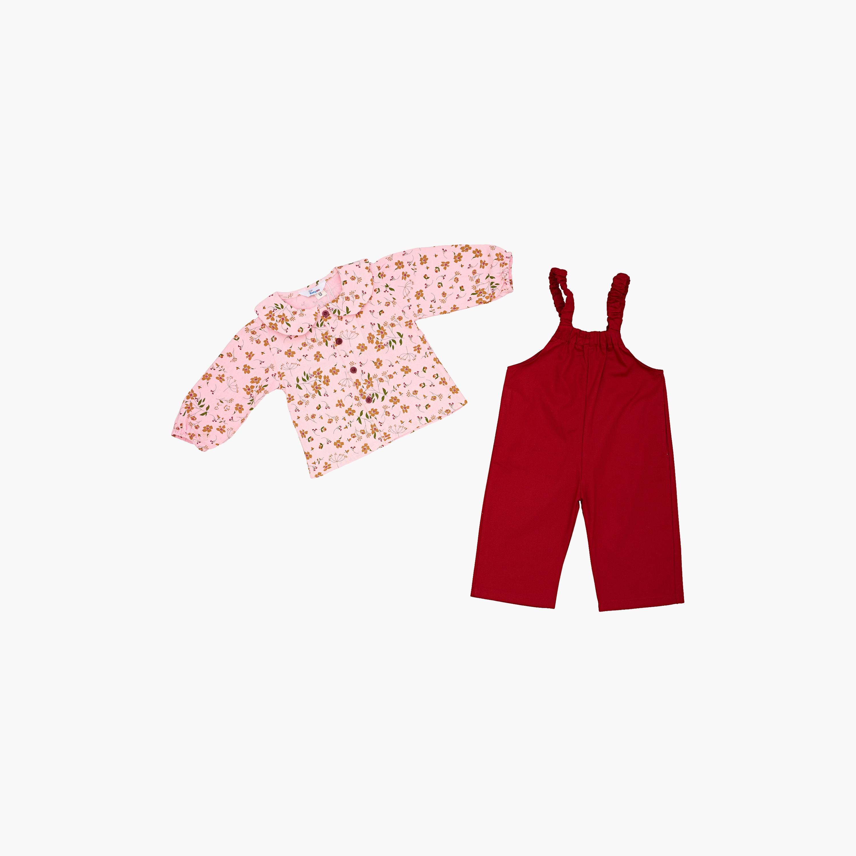 طقم من قطعتين: توب مطبوع بنقشة أزهار مع دنغري من بيبيكلو-girls-clothing-setsandcoords-image-2