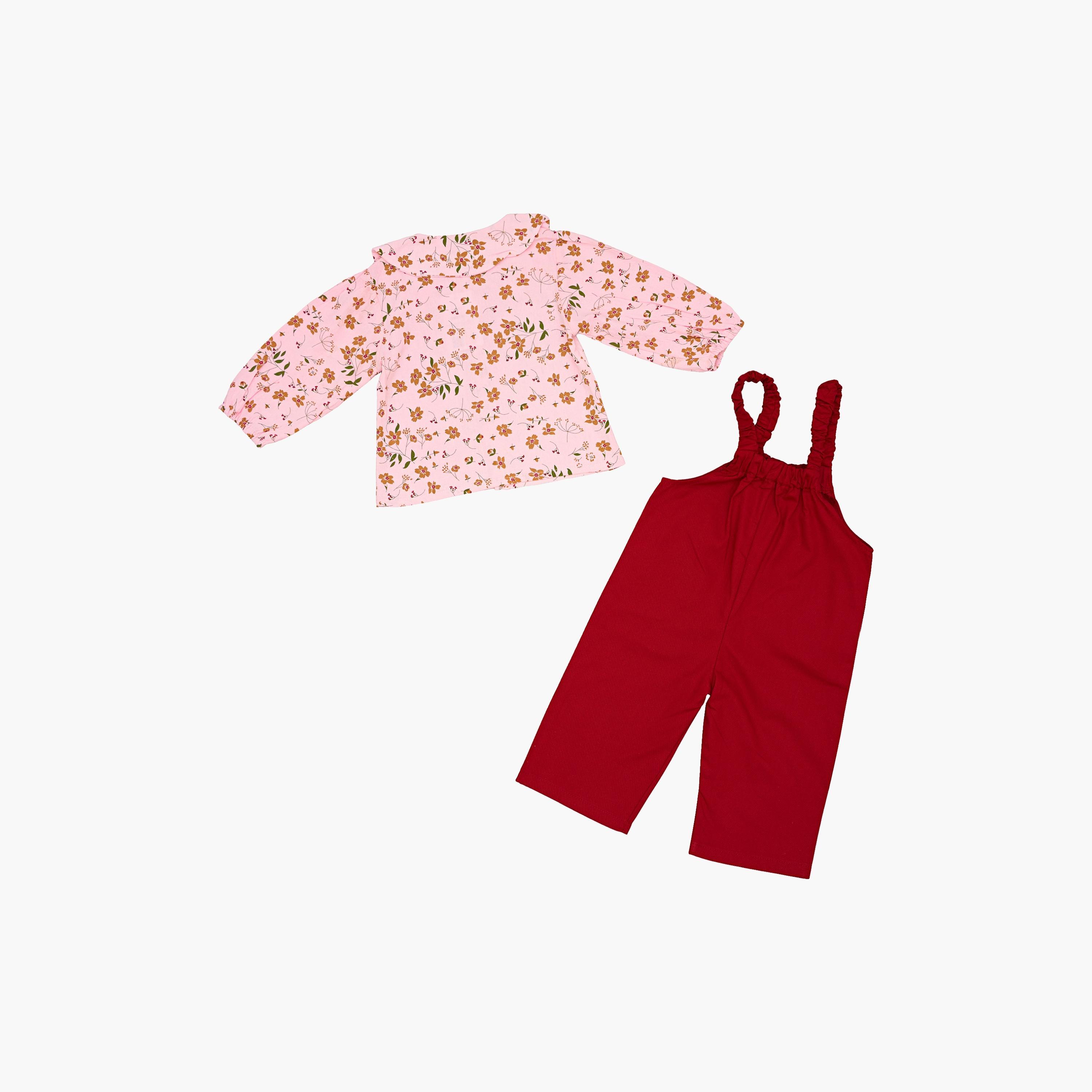 طقم من قطعتين: توب مطبوع بنقشة أزهار مع دنغري من بيبيكلو-girls-clothing-setsandcoords-image-3