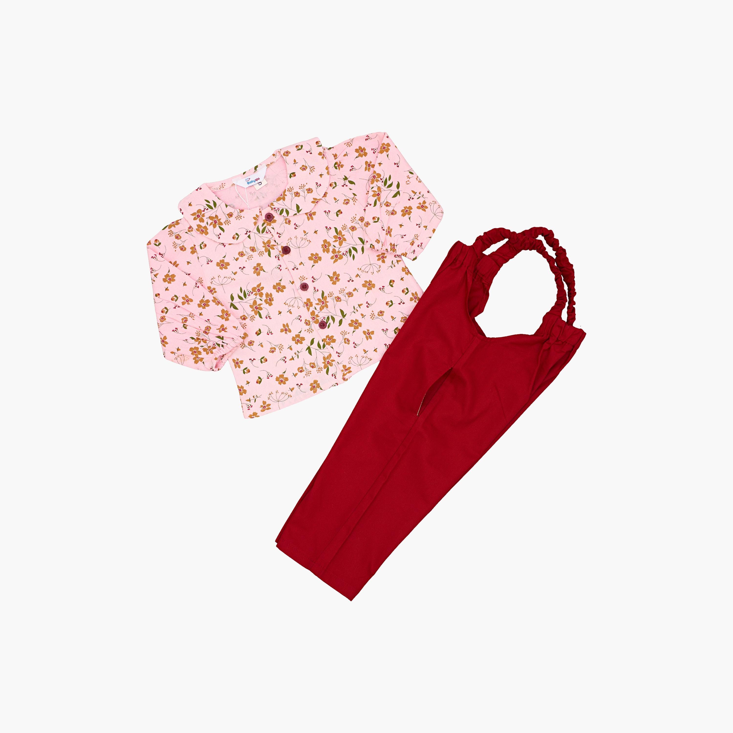 طقم من قطعتين: توب مطبوع بنقشة أزهار مع دنغري من بيبيكلو-girls-clothing-setsandcoords-image-5