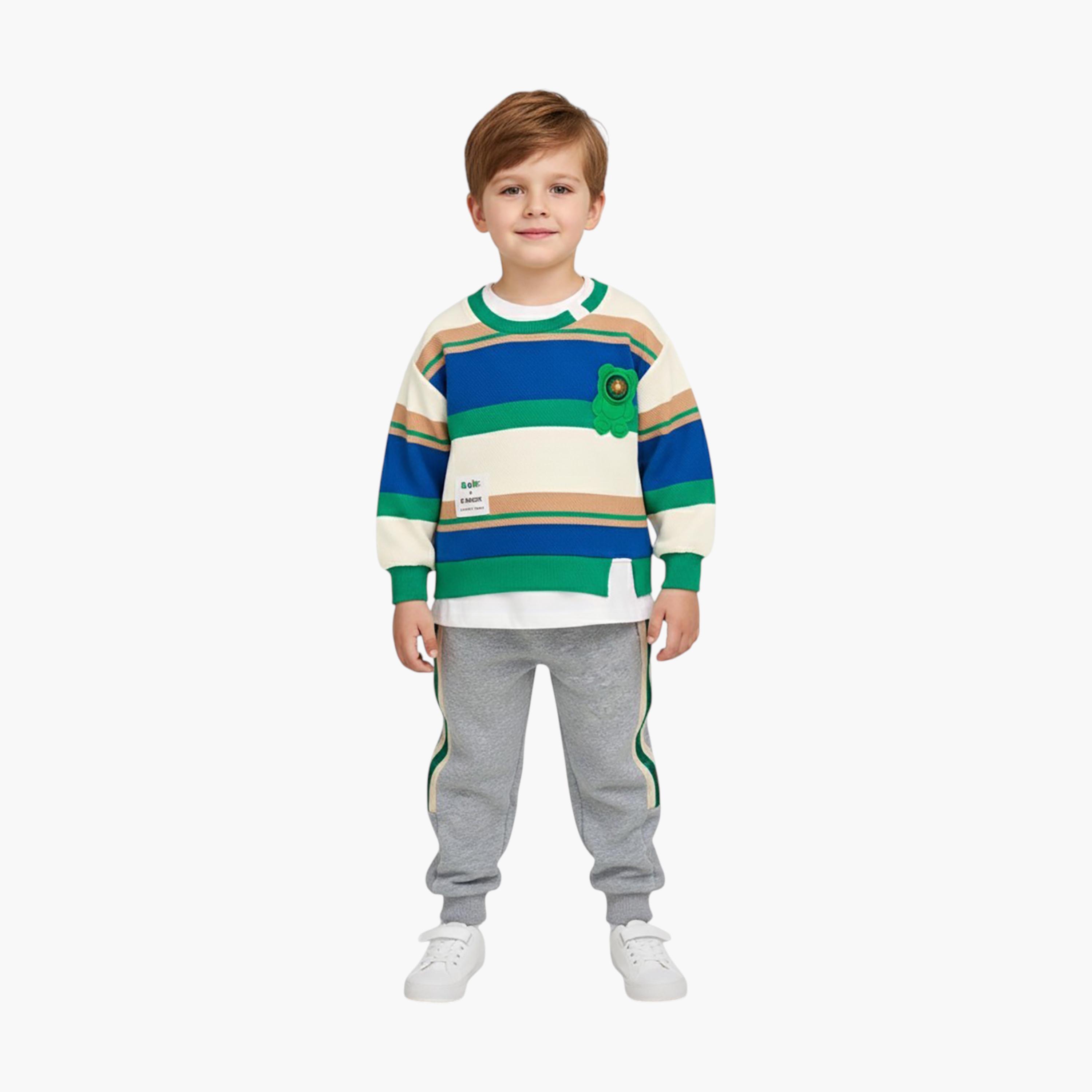 Babyqlo 2-Piece Printed Sweatshirt with Joggers Set-boys-clothing-setsandcoords-image-1