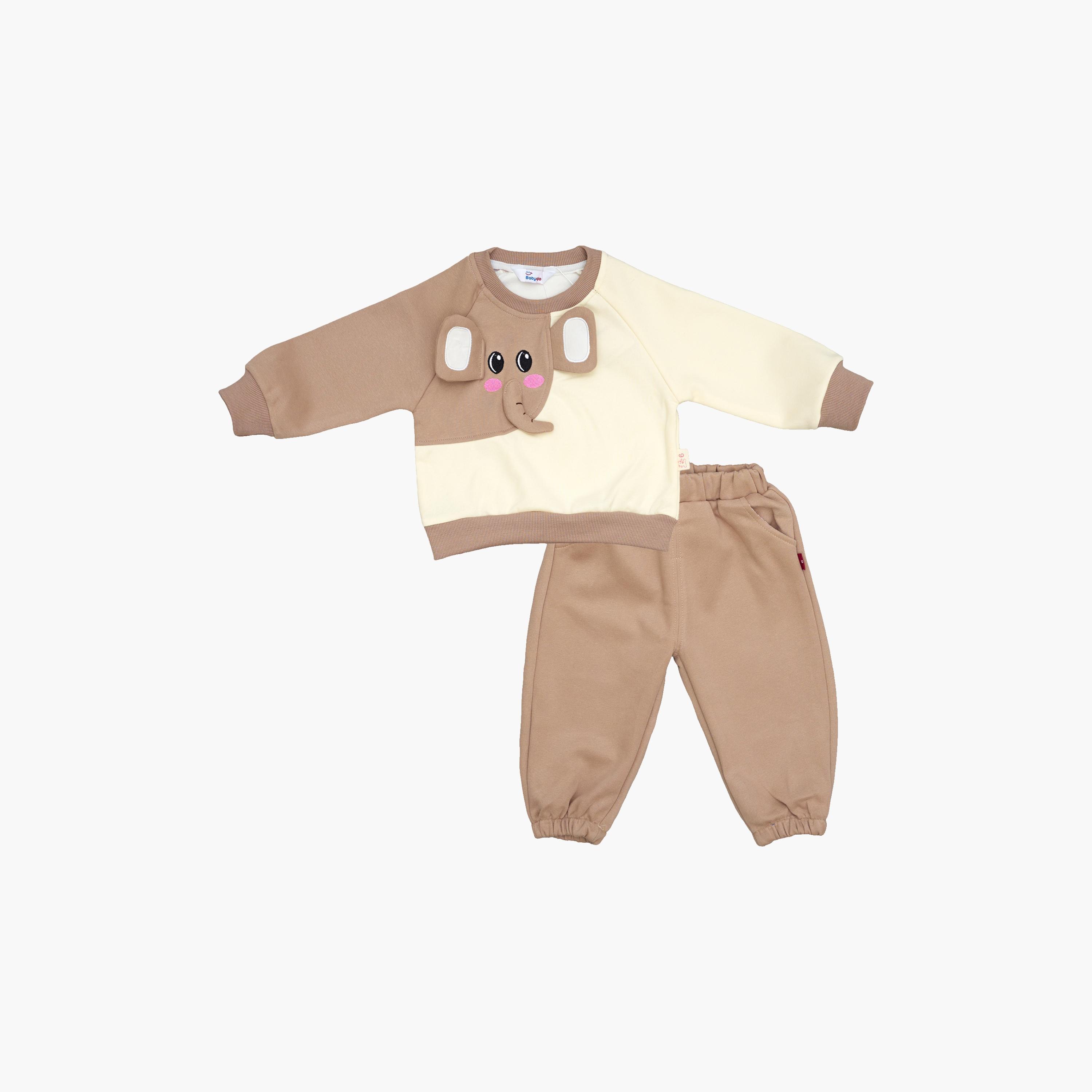 Babyqlo 2-Piece Elephant Trunk Detailing Sweatshirt and Joggers Set-boys-clothing-setsandcoords-image-1