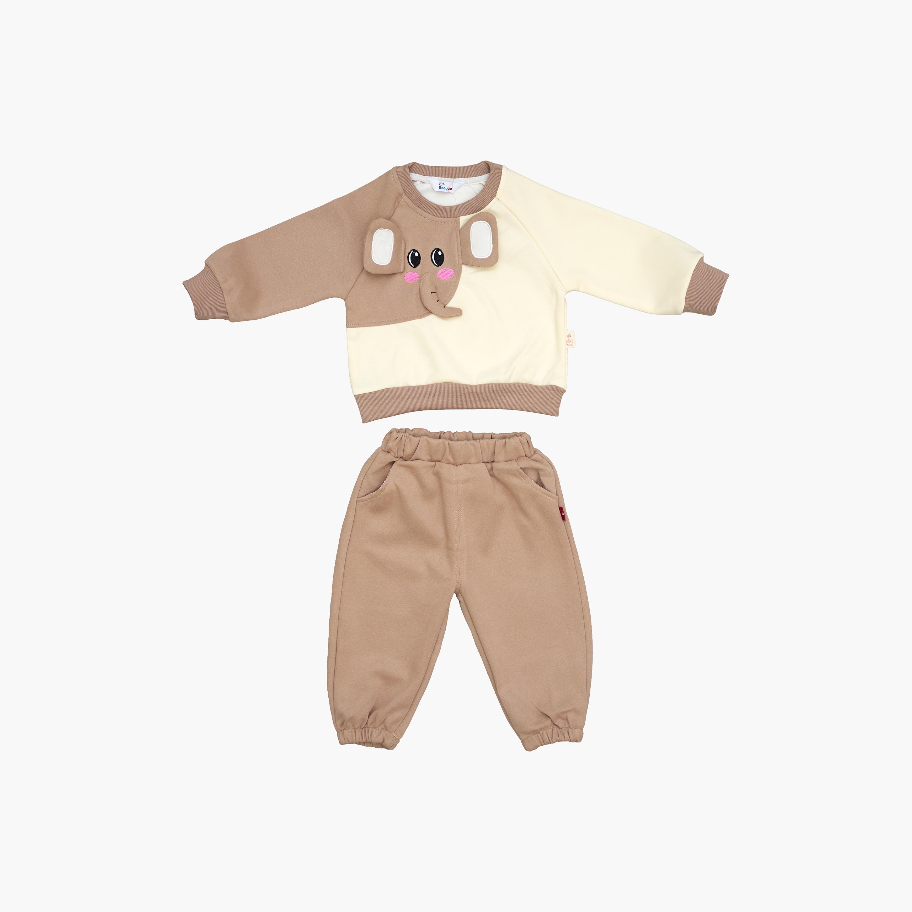 Babyqlo 2-Piece Elephant Trunk Detailing Sweatshirt and Joggers Set-boys-clothing-setsandcoords-image-2