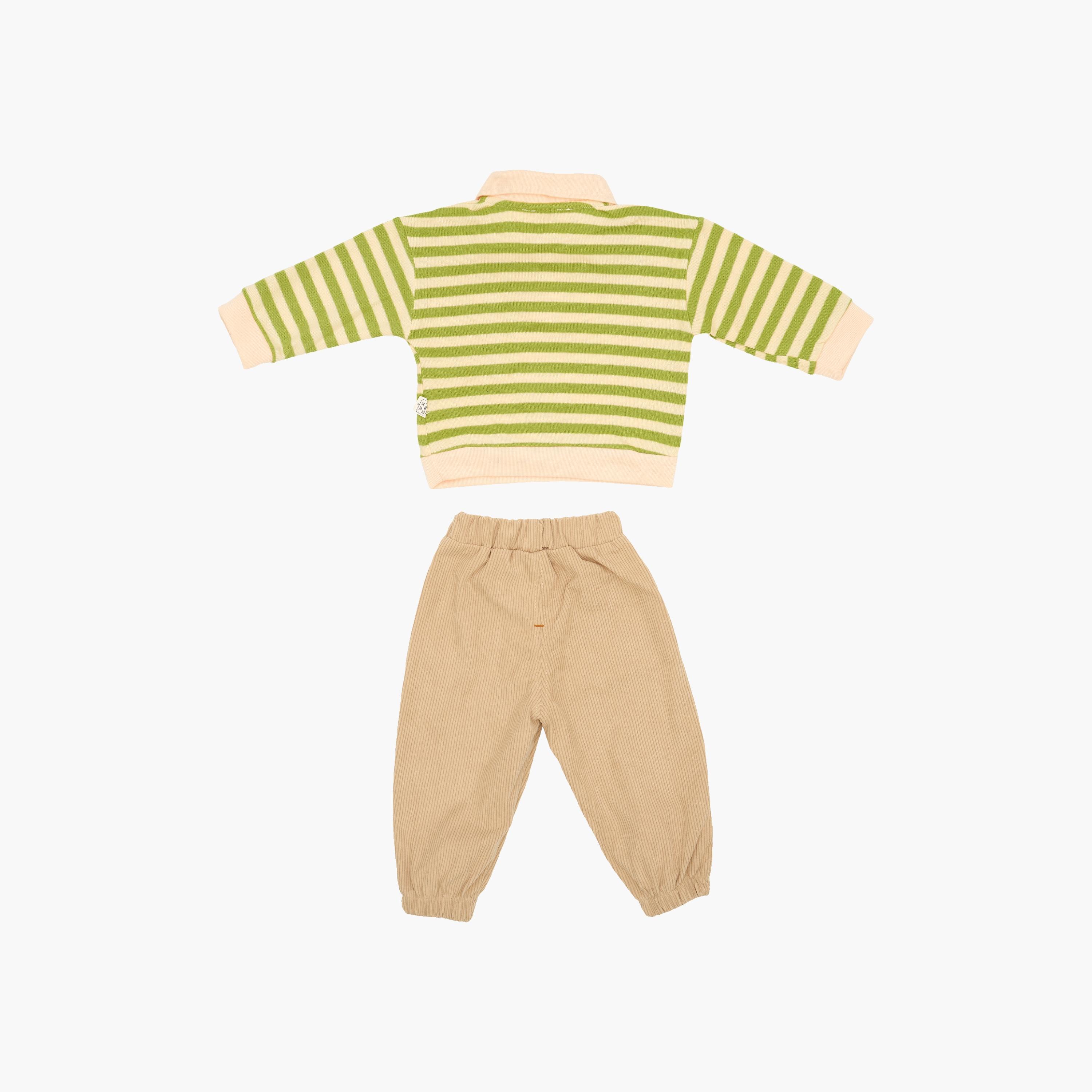 Babyqlo 2-Piece Striped Polo T-Shirt and Corduroy Pants-boys-clothing-setsandcoords-image-4