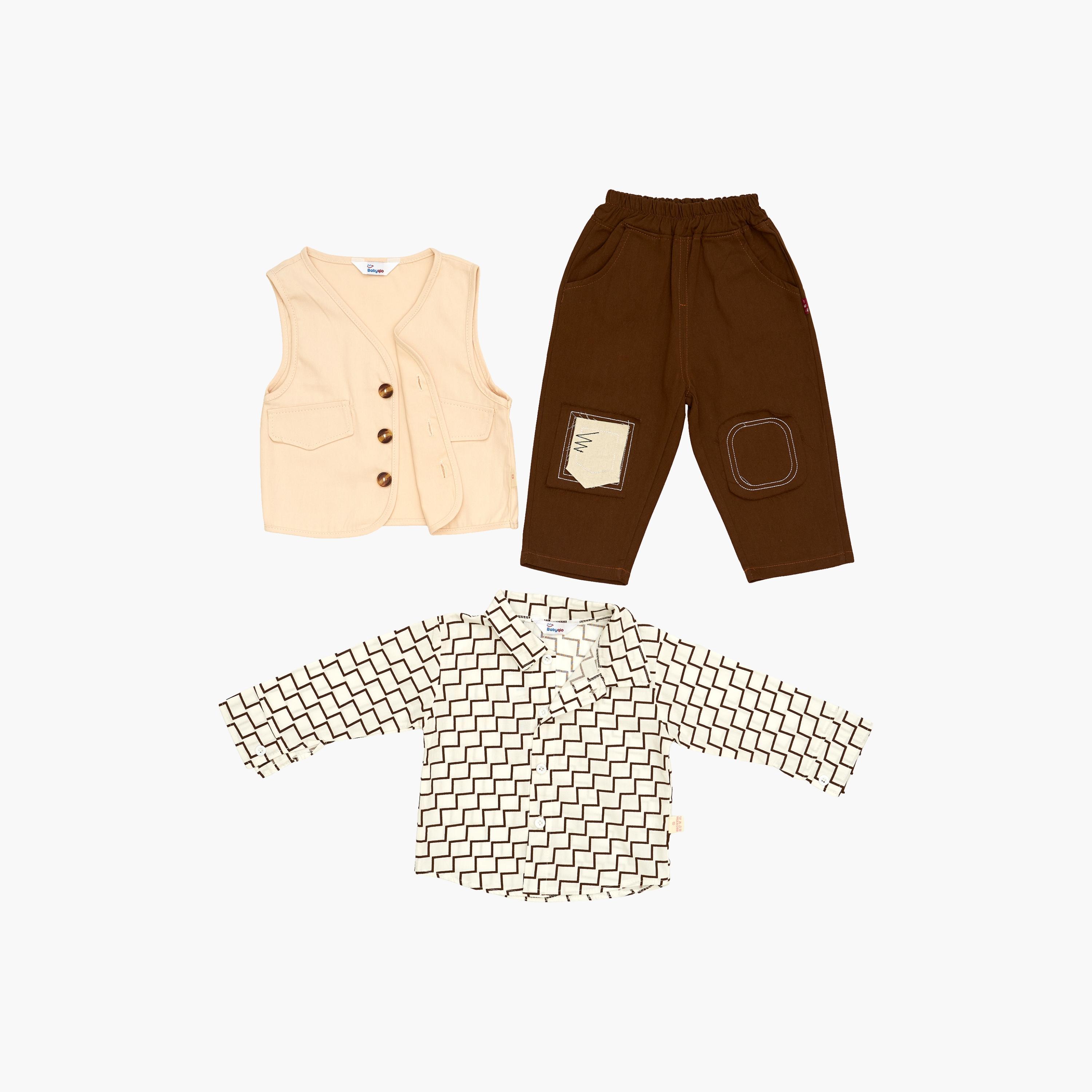 Babyqlo 3-Piece Geometric Printed Shirt, Jacket and Pants Set-boys-clothing-setsandcoords-image-3