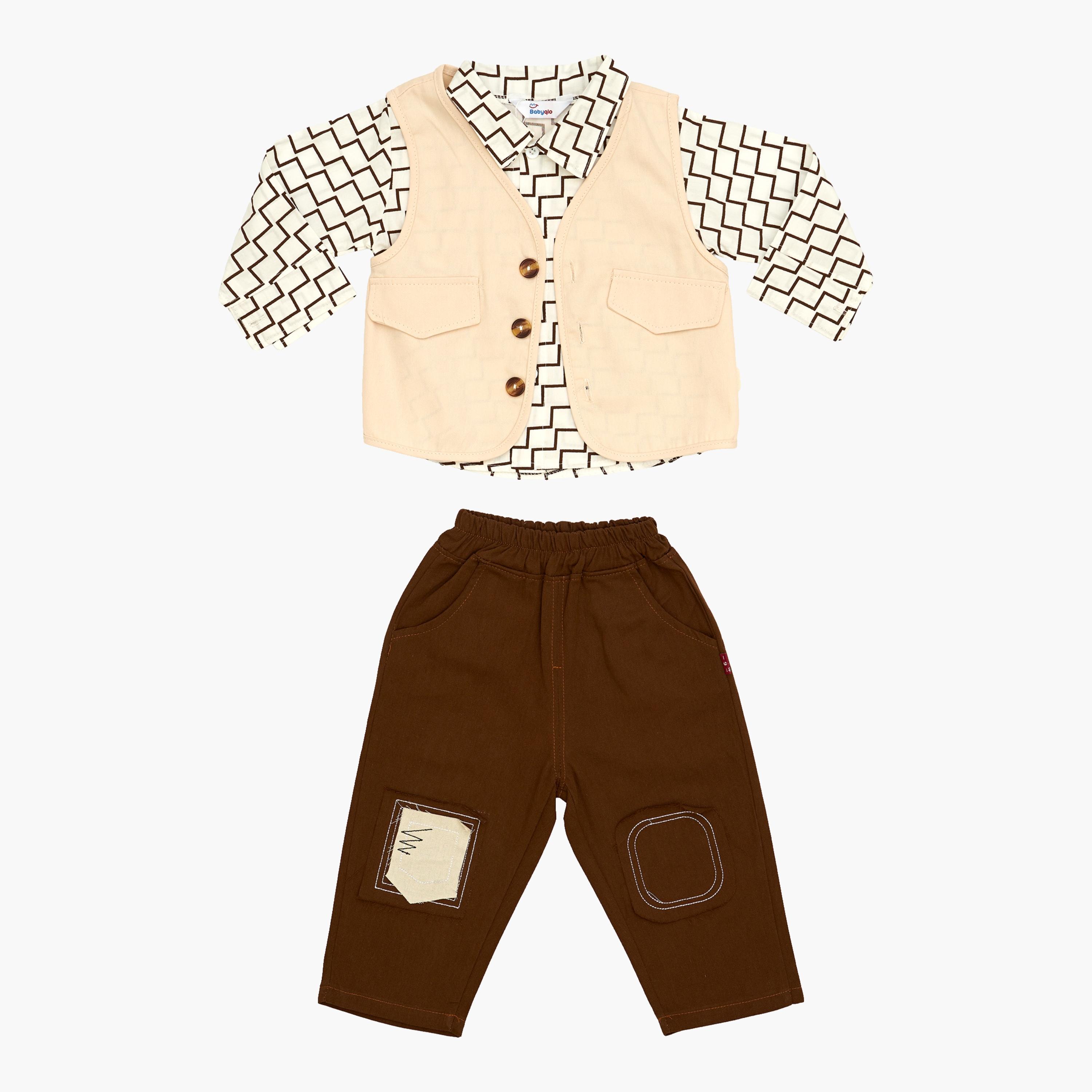 Babyqlo 3-Piece Geometric Printed Shirt, Jacket and Pants Set-boys-clothing-setsandcoords-image-5