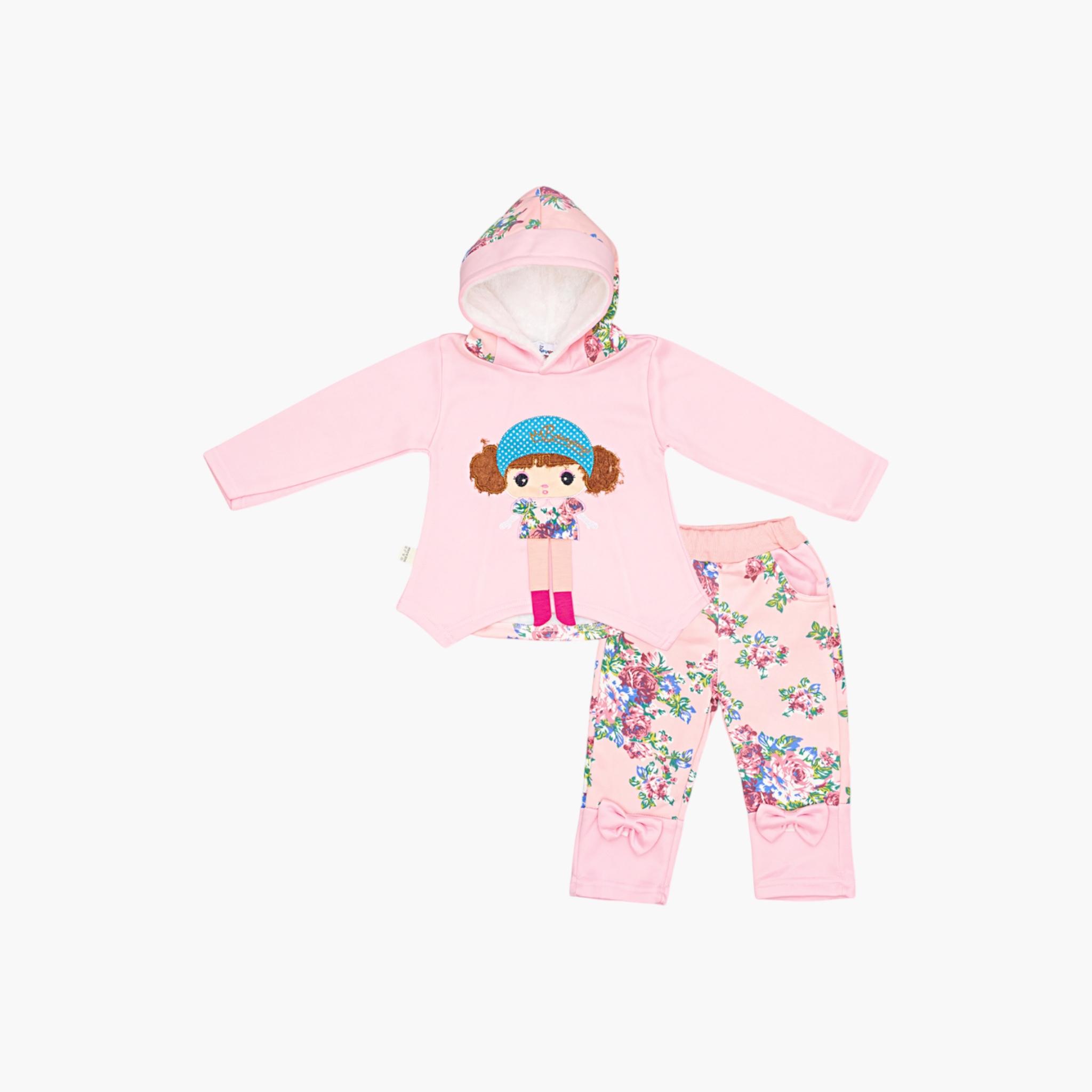 طقم توب بقلنسوة وبنطال بنقشة أزهار من قطعتين من بيبيكلو-girls-clothing-setsandcoords-image-3