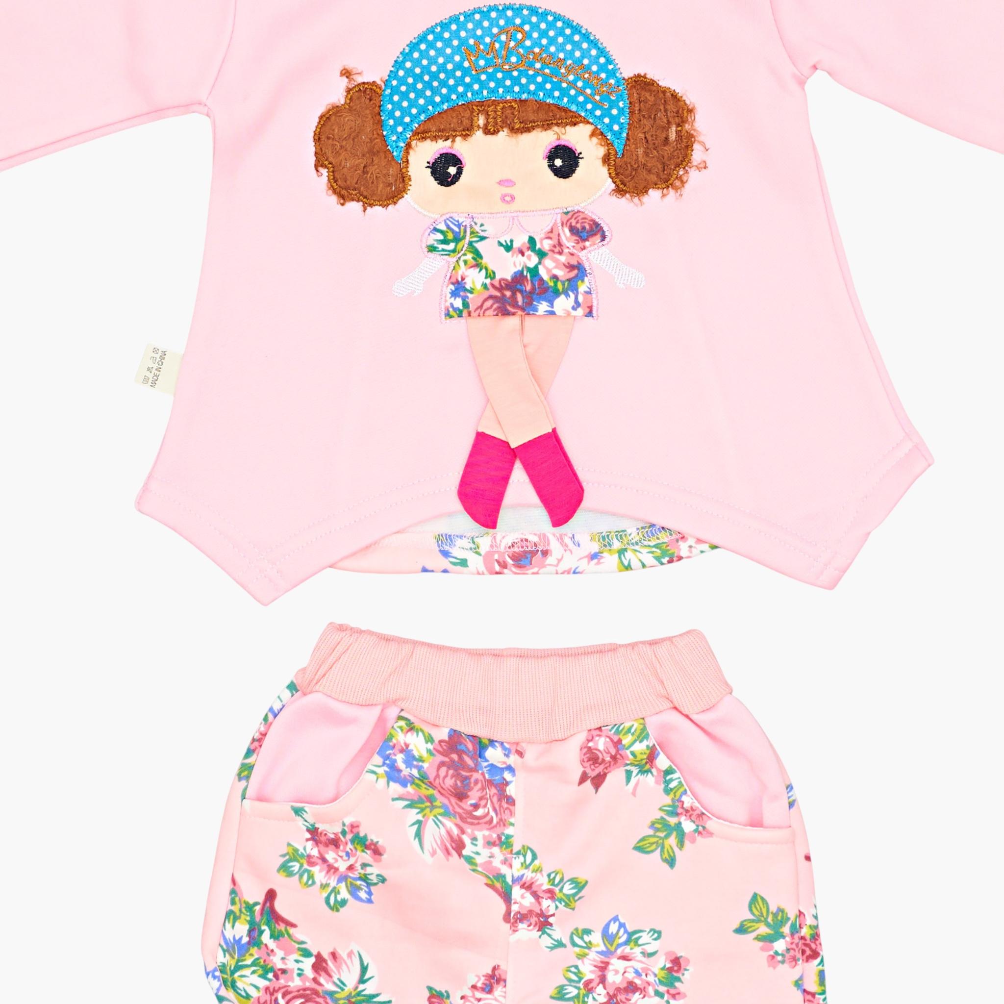 طقم توب بقلنسوة وبنطال بنقشة أزهار من قطعتين من بيبيكلو-girls-clothing-setsandcoords-image-6