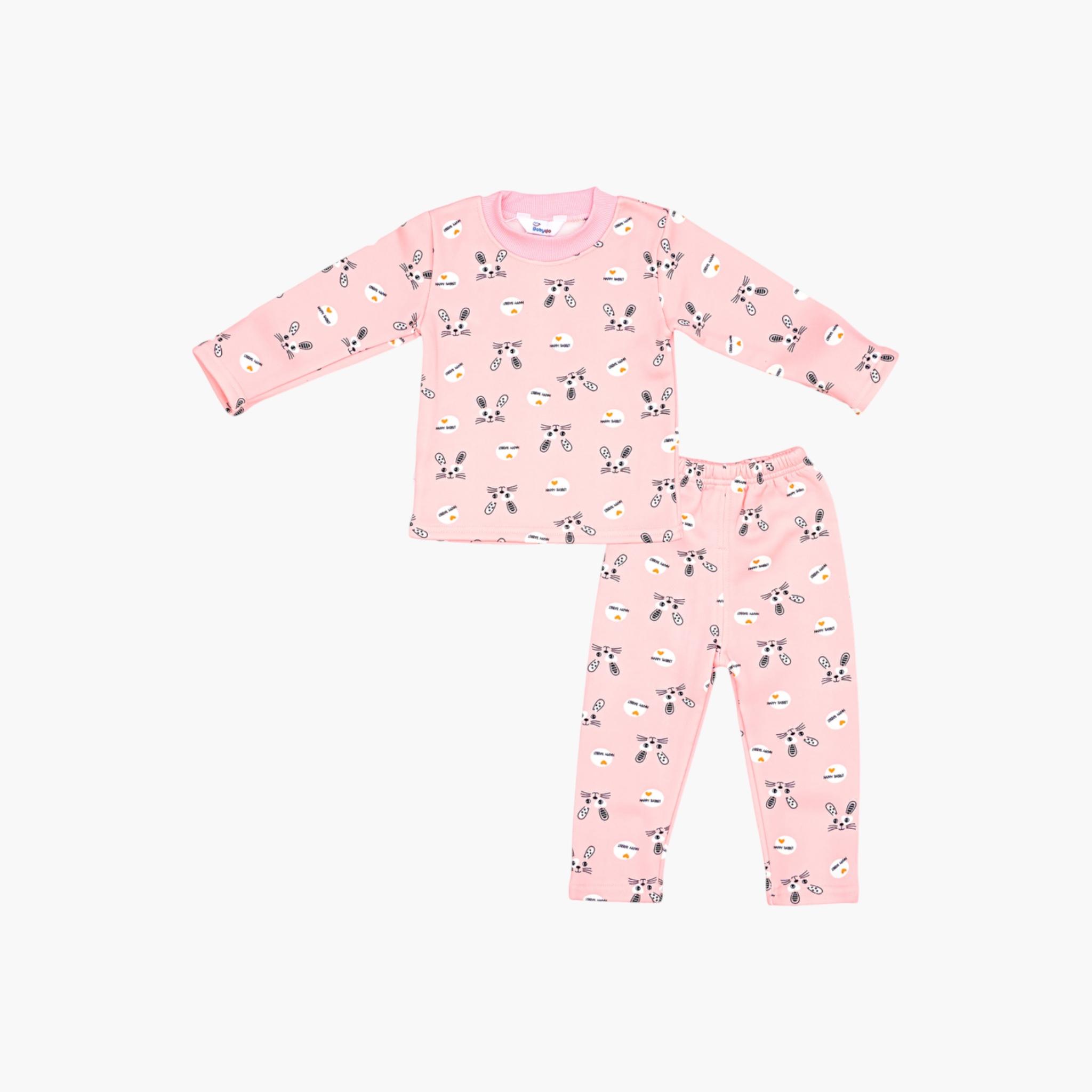 Babyqlo 2-Piece Bunny Printed T-Shirt and Pyjama Set-girls-clothing-setsandcoords-image-3