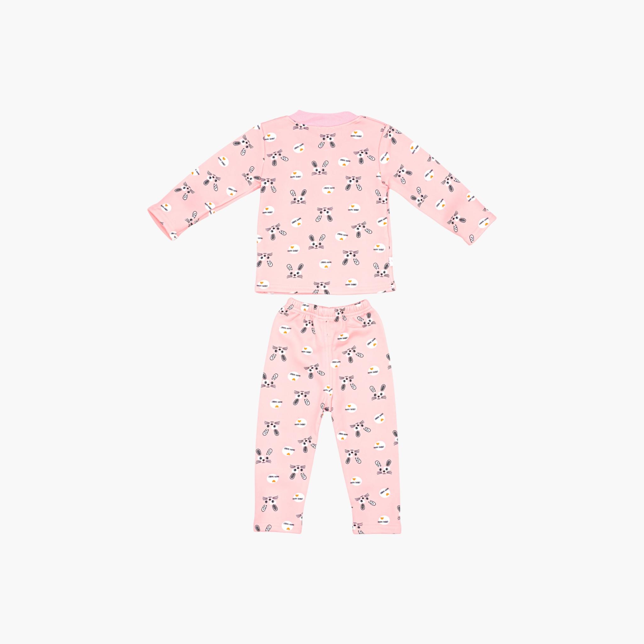 Babyqlo 2-Piece Bunny Printed T-Shirt and Pyjama Set-girls-clothing-setsandcoords-image-4