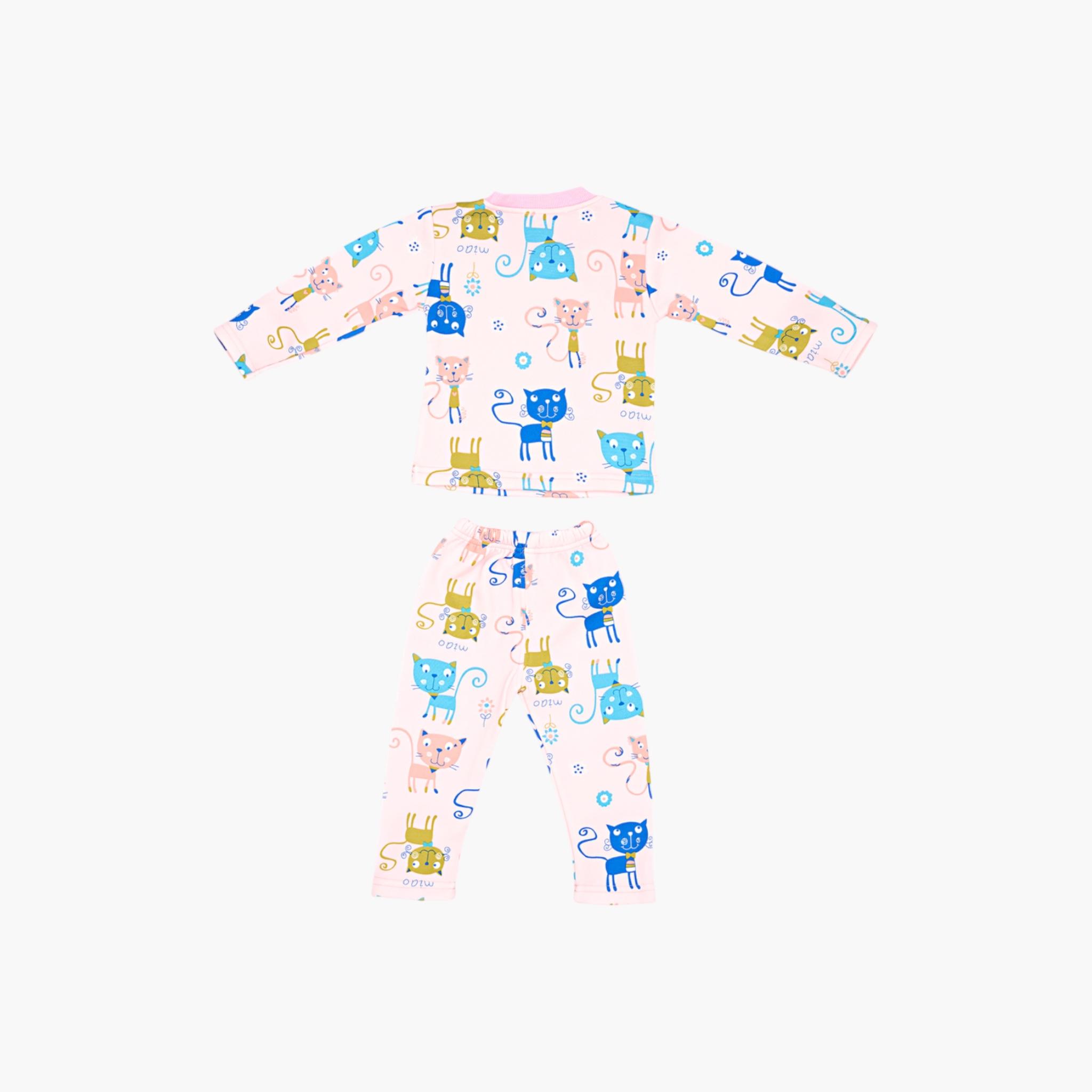 طقم تي شيرت وبيجامة بنقشة قطة من قطعتين من بيبيكلو-girls-clothing-setsandcoords-image-4