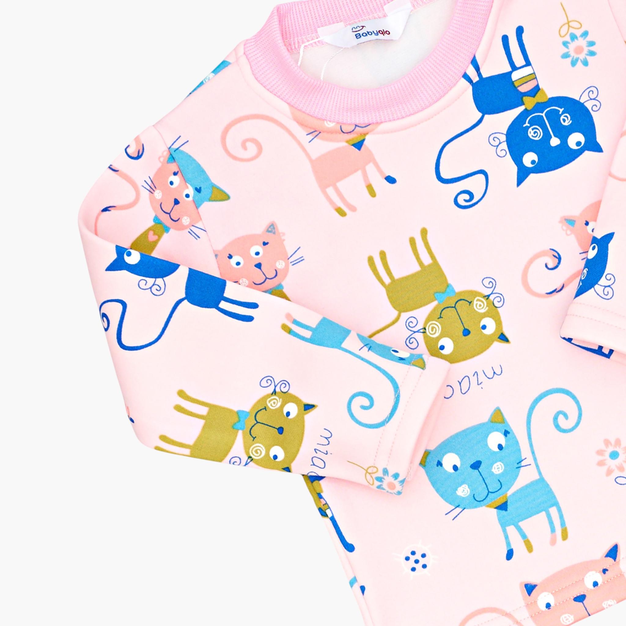 طقم تي شيرت وبيجامة بنقشة قطة من قطعتين من بيبيكلو-girls-clothing-setsandcoords-image-5