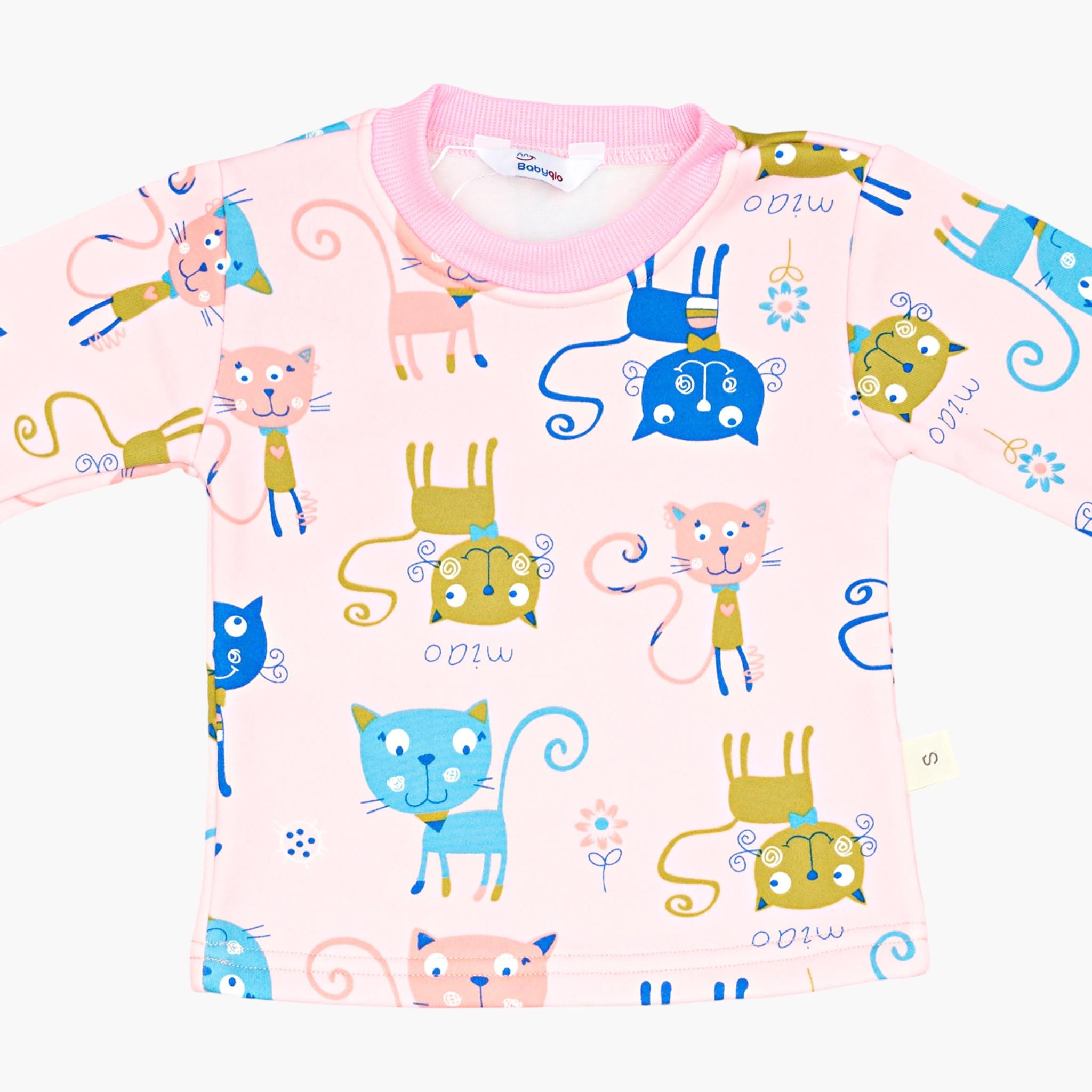 طقم تي شيرت وبيجامة بنقشة قطة من قطعتين من بيبيكلو-girls-clothing-setsandcoords-image-7