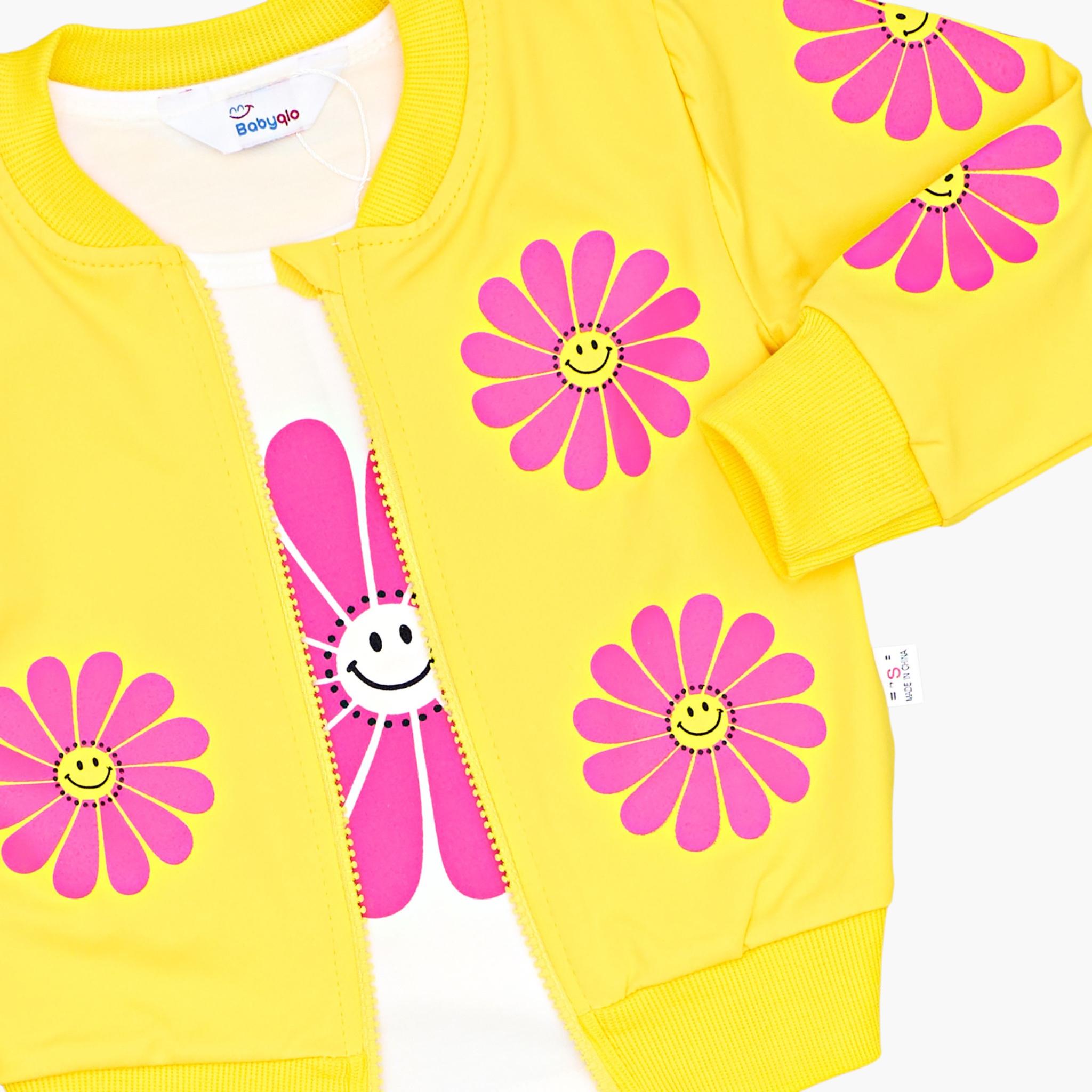 طقم تي شيرت وسترة وبنطال رياضي من ثلاث قطع بنقشة أزهار من بيبيكلو-girls-clothing-setsandcoords-image-4