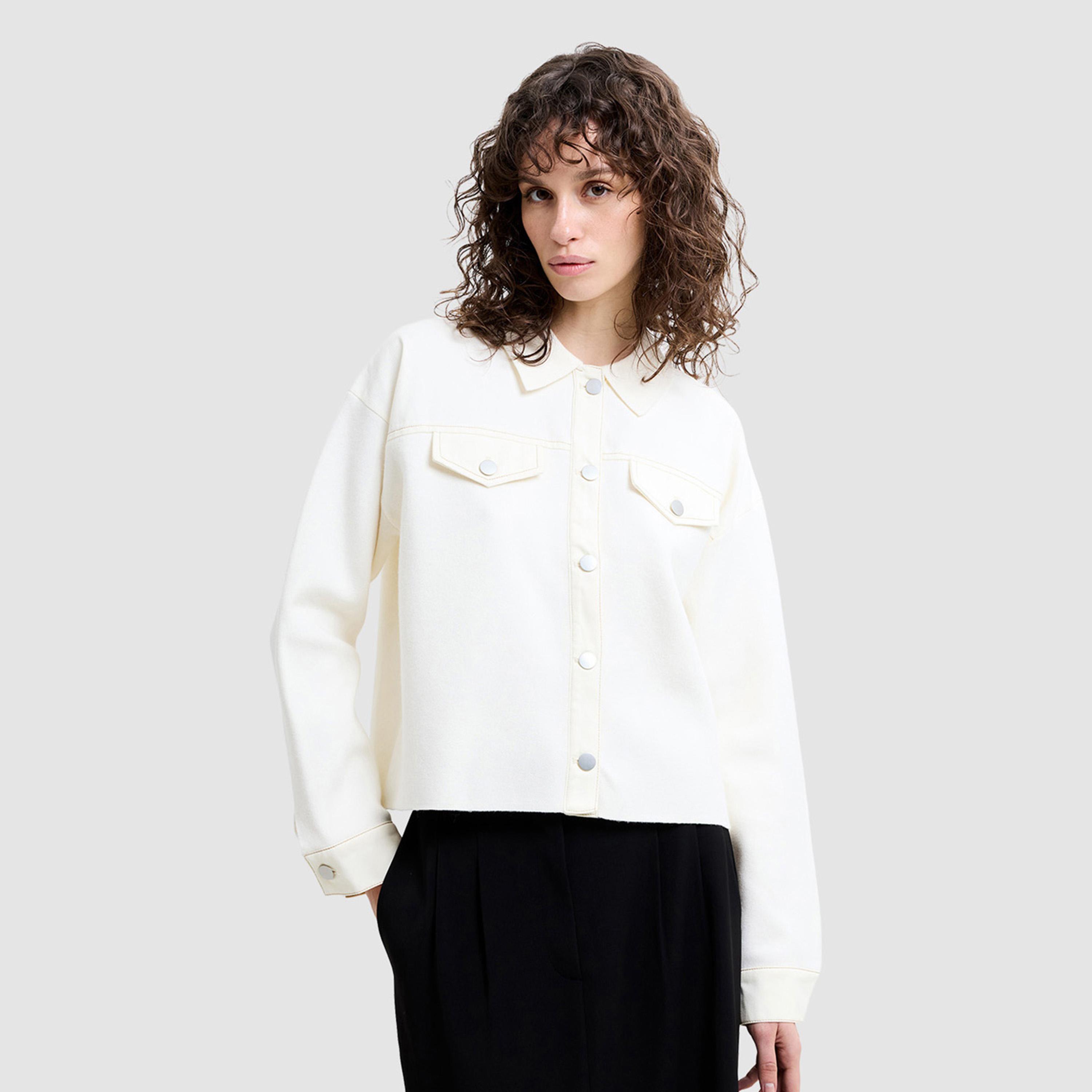 جاكيت نسائي بياقة لون كريمي من فرينش كونكشن-women-winterwear-coatsandjackets-jackets-image-1