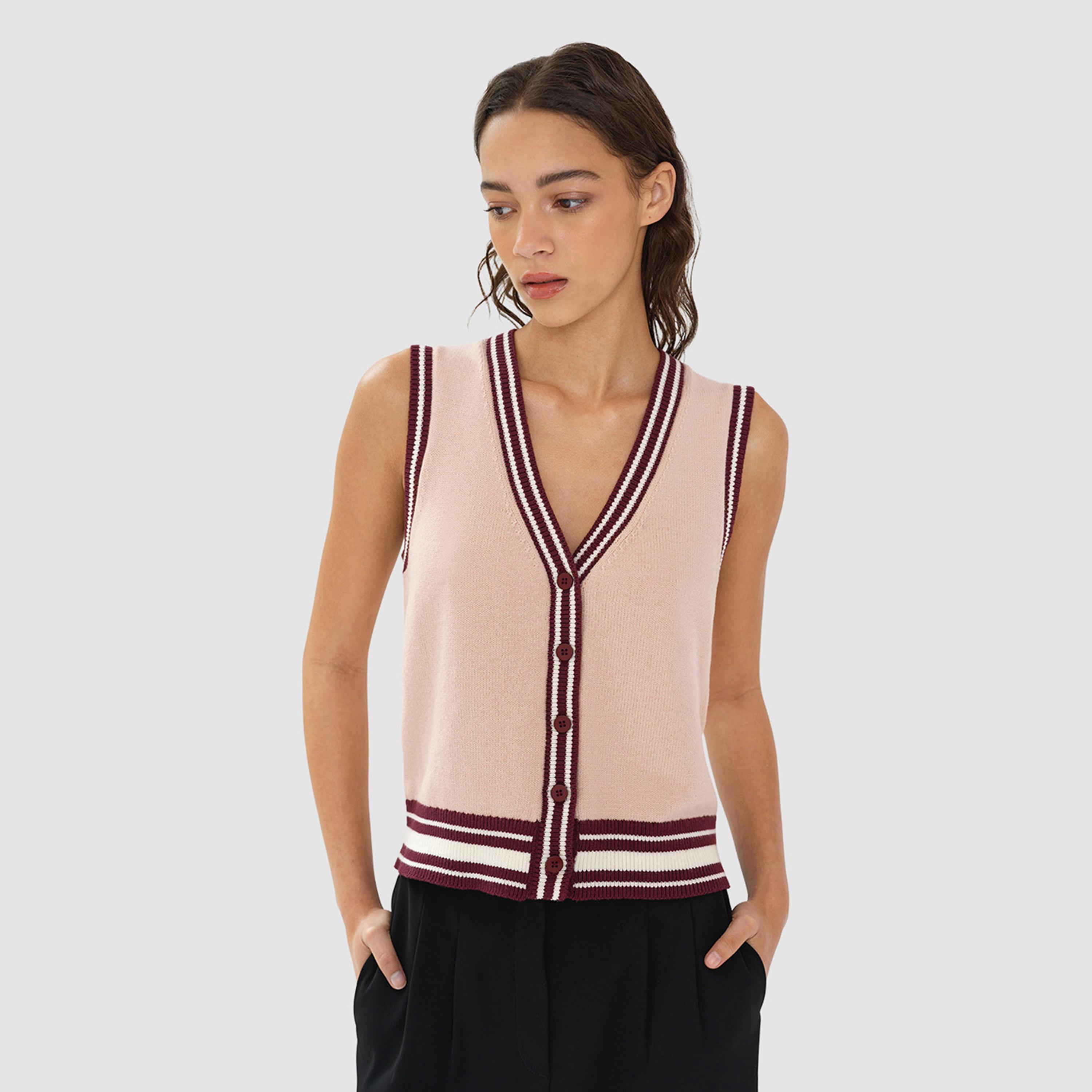 فيست "سويتر" نسائي مخطط لون وردي من فرينش كونكشن-women-clothing-shirtsandblouses-blouses-image-1
