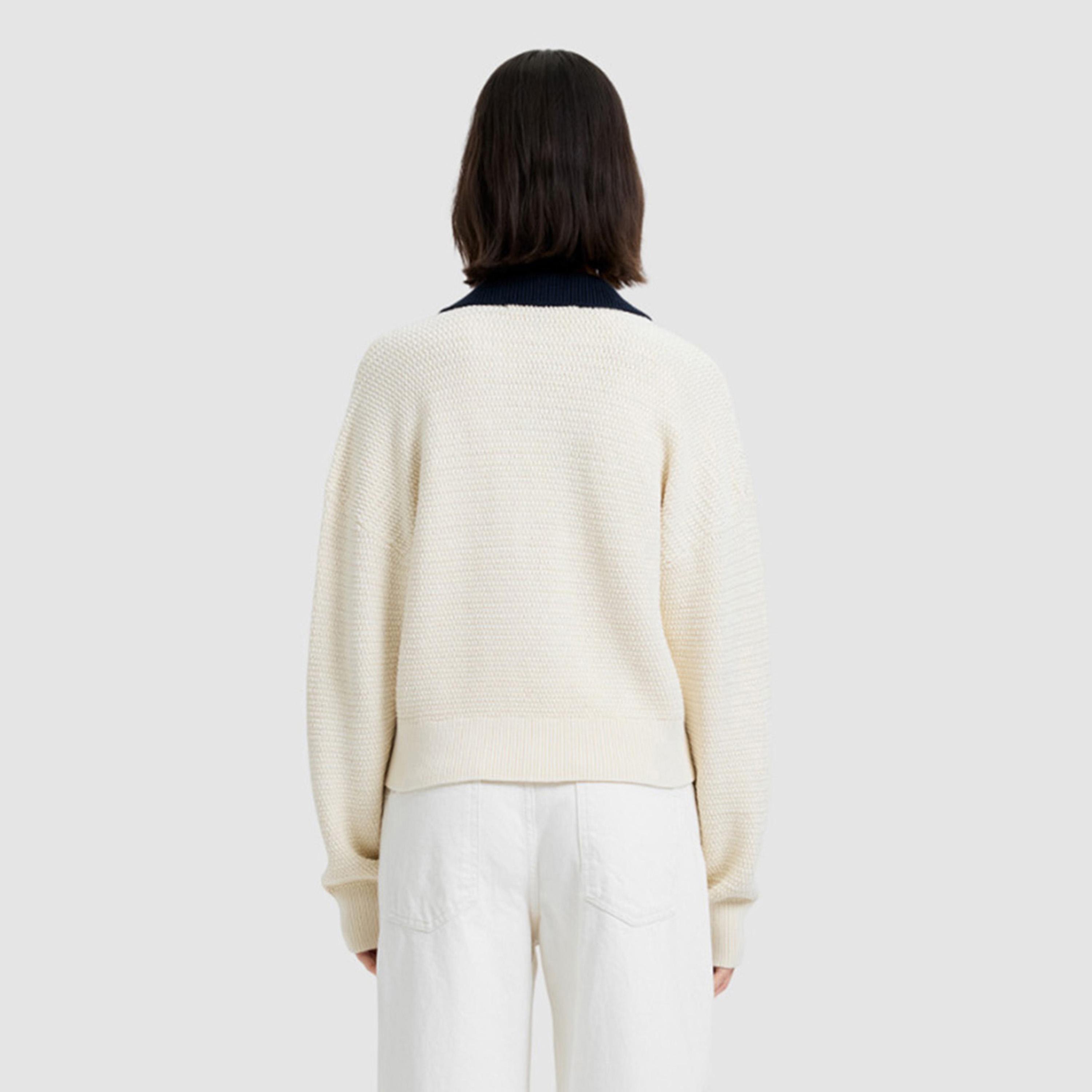French Connection Cream Knitted Cotton Dropped Sleeves Women's Sweater-women-winterwear-cardigansandjumpers-jumpers-image-3