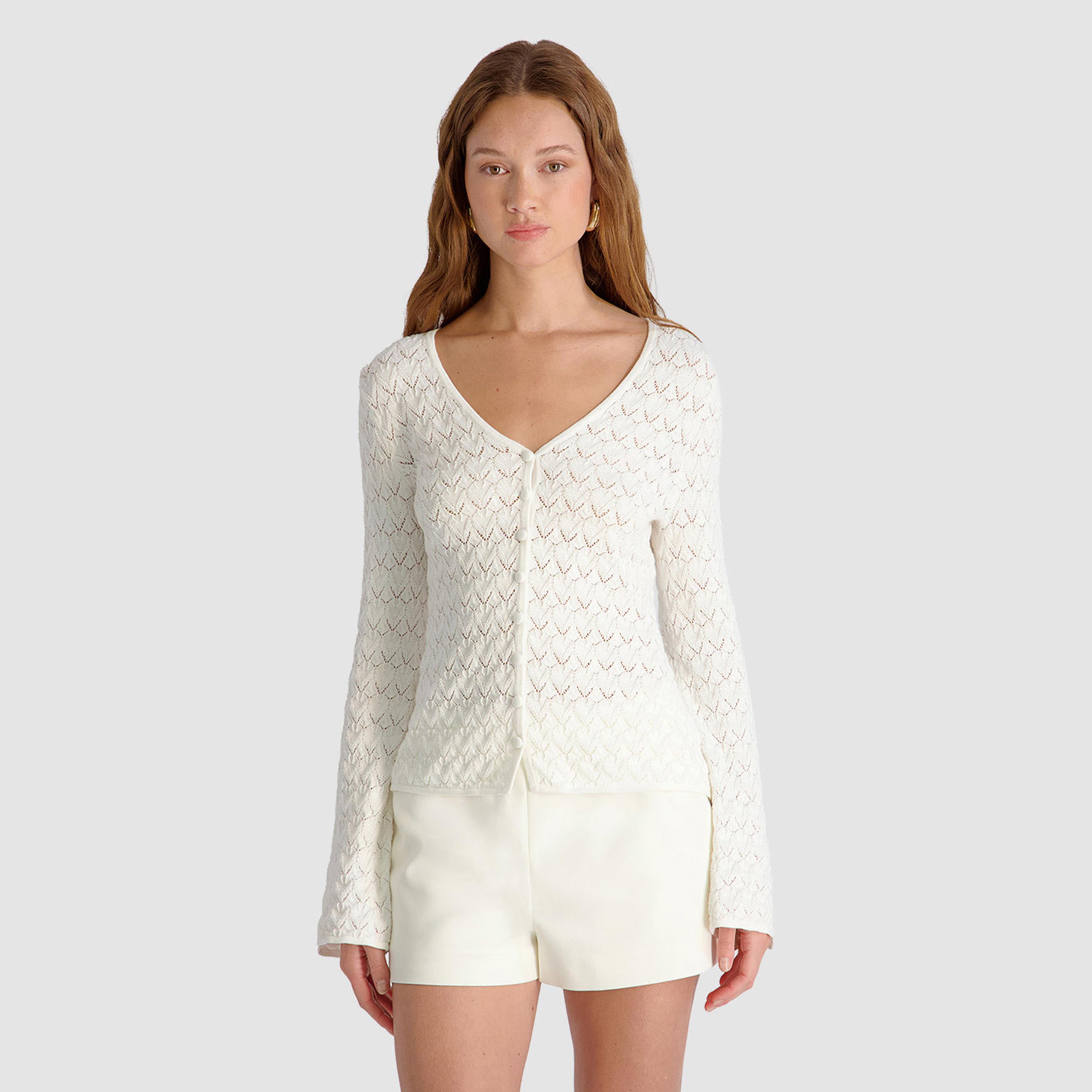 بلوزة نسائية قطن كروشيه لون أبيض من فرينش كونكشن-women-clothing-shirtsandblouses-blouses-image-1