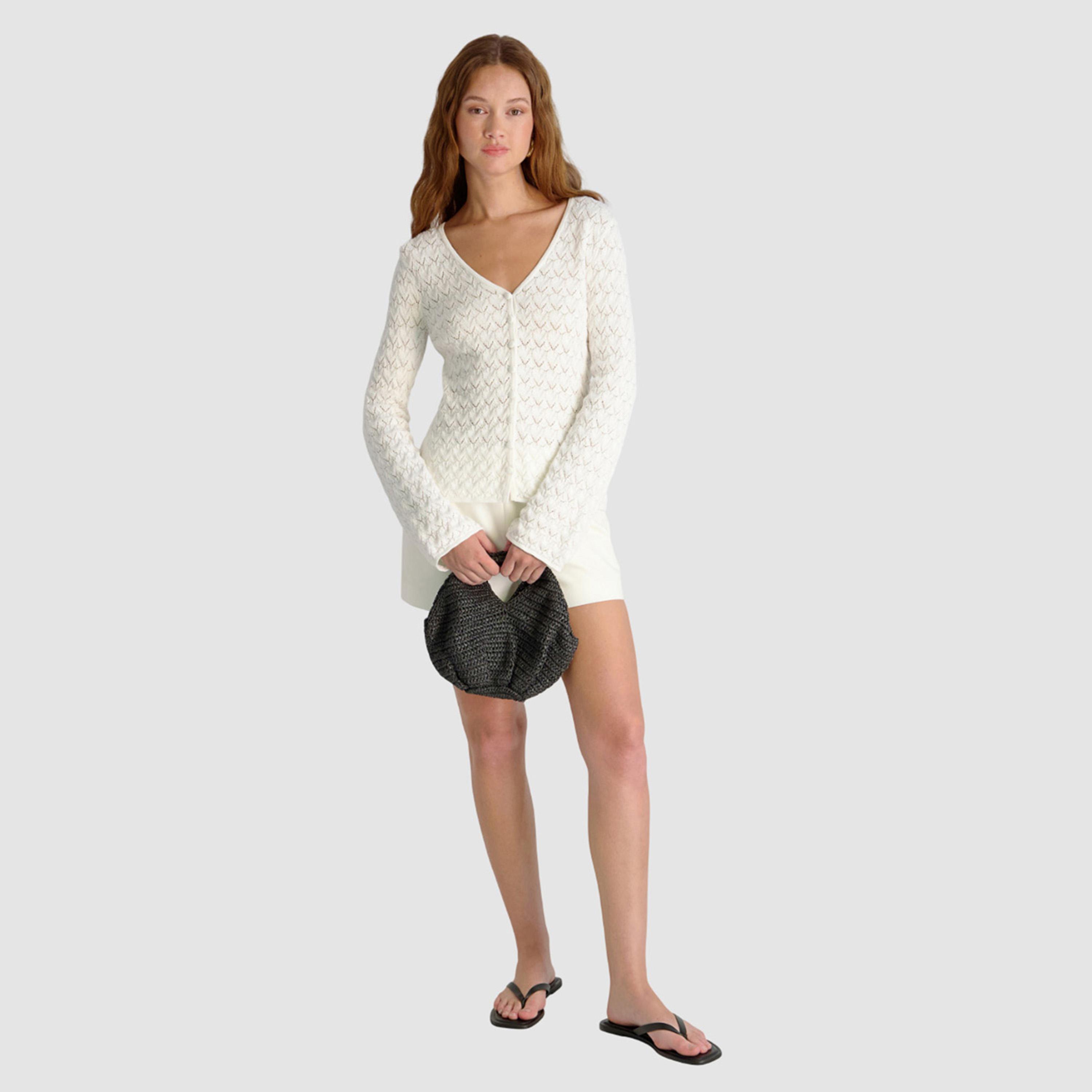 بلوزة نسائية قطن كروشيه لون أبيض من فرينش كونكشن-women-clothing-shirtsandblouses-blouses-image-2