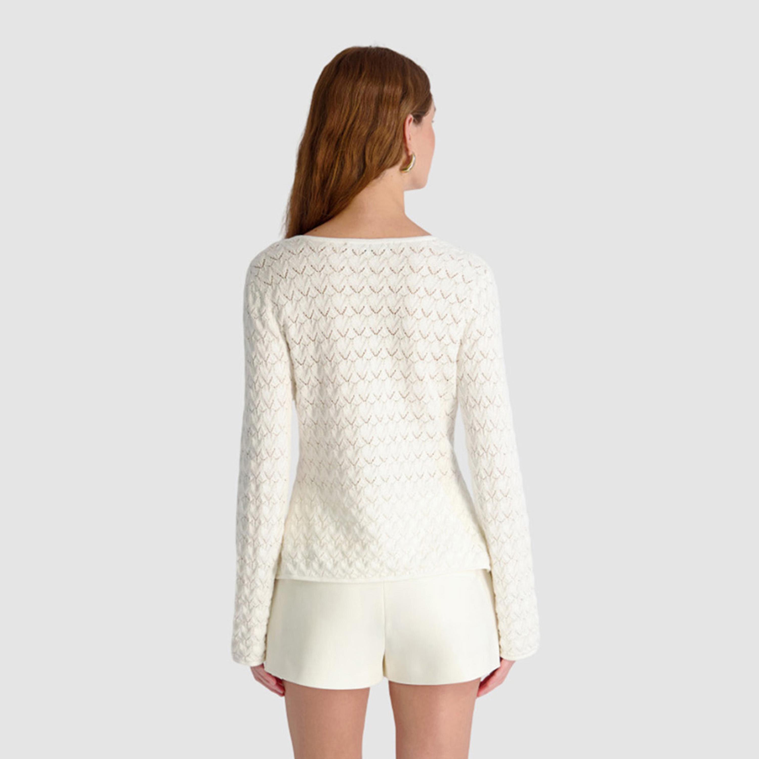 بلوزة نسائية قطن كروشيه لون أبيض من فرينش كونكشن-women-clothing-shirtsandblouses-blouses-image-3