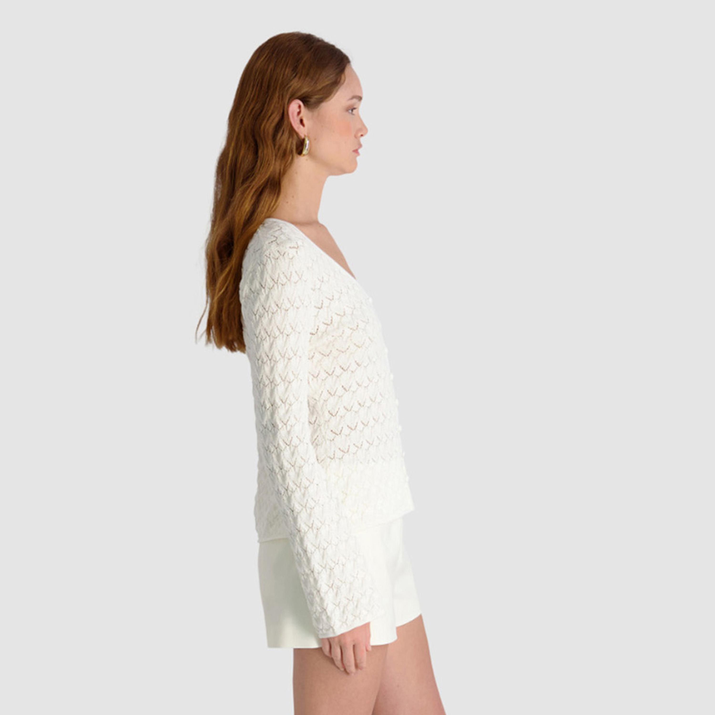 بلوزة نسائية قطن كروشيه لون أبيض من فرينش كونكشن-women-clothing-shirtsandblouses-blouses-image-4