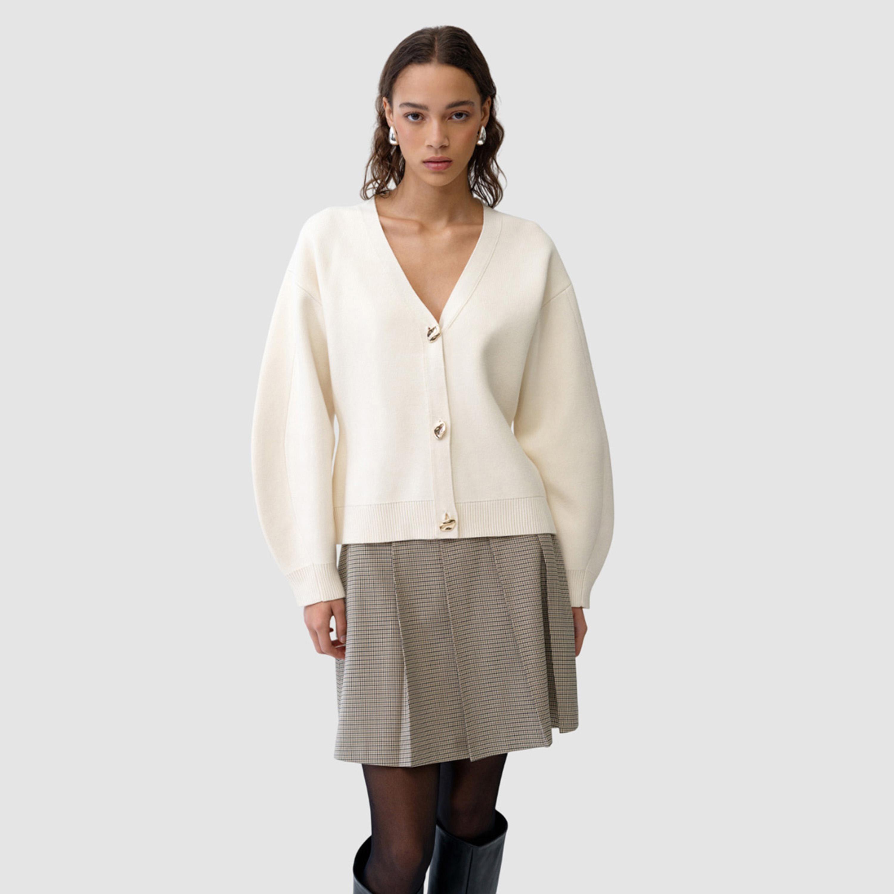 كارديجان نسائي بأكمام منسدلة لون كريمي من فرينش كونكشن-women-winterwear-cardigansandjumpers-cardigans-image-1