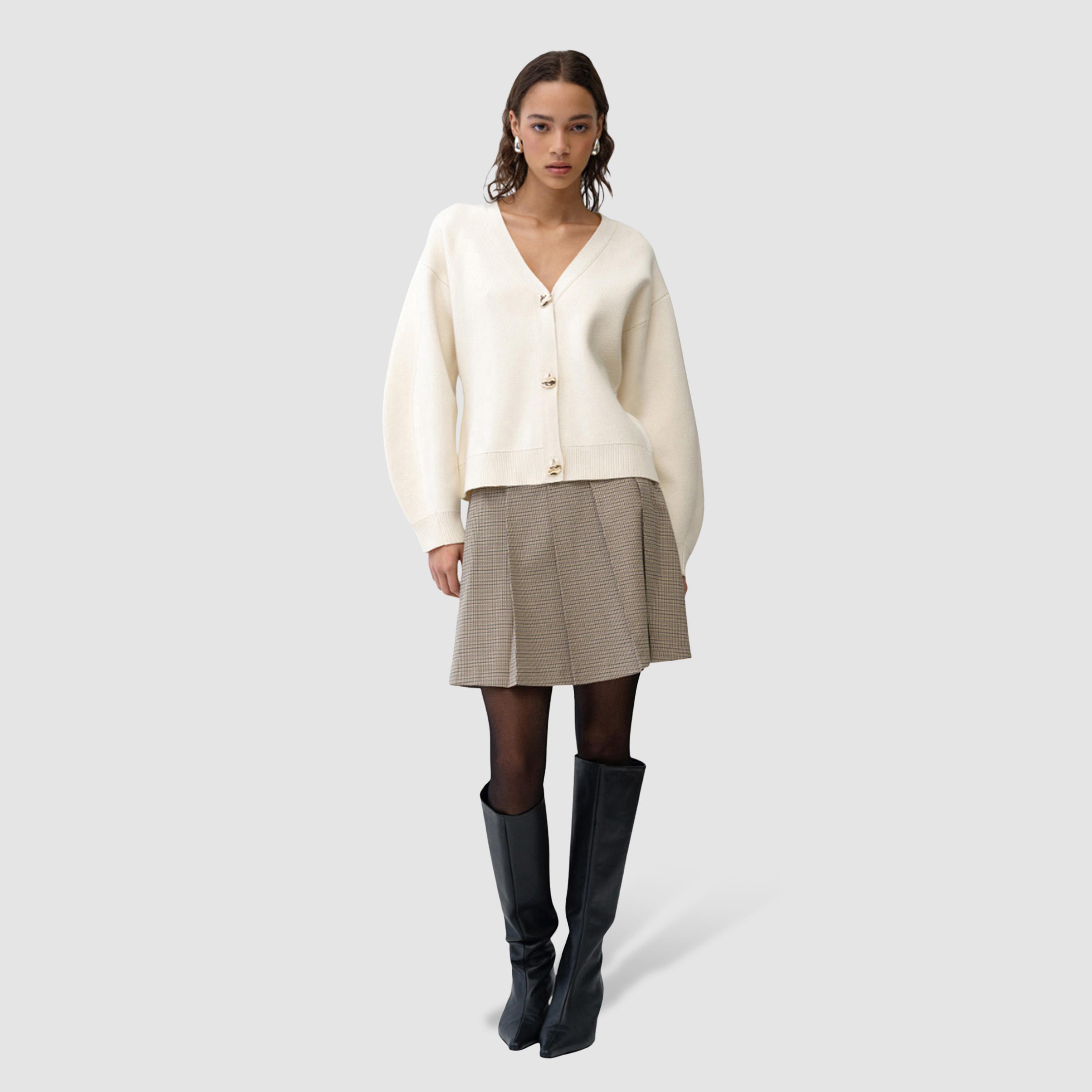 كارديجان نسائي بأكمام منسدلة لون كريمي من فرينش كونكشن-women-winterwear-cardigansandjumpers-cardigans-image-2