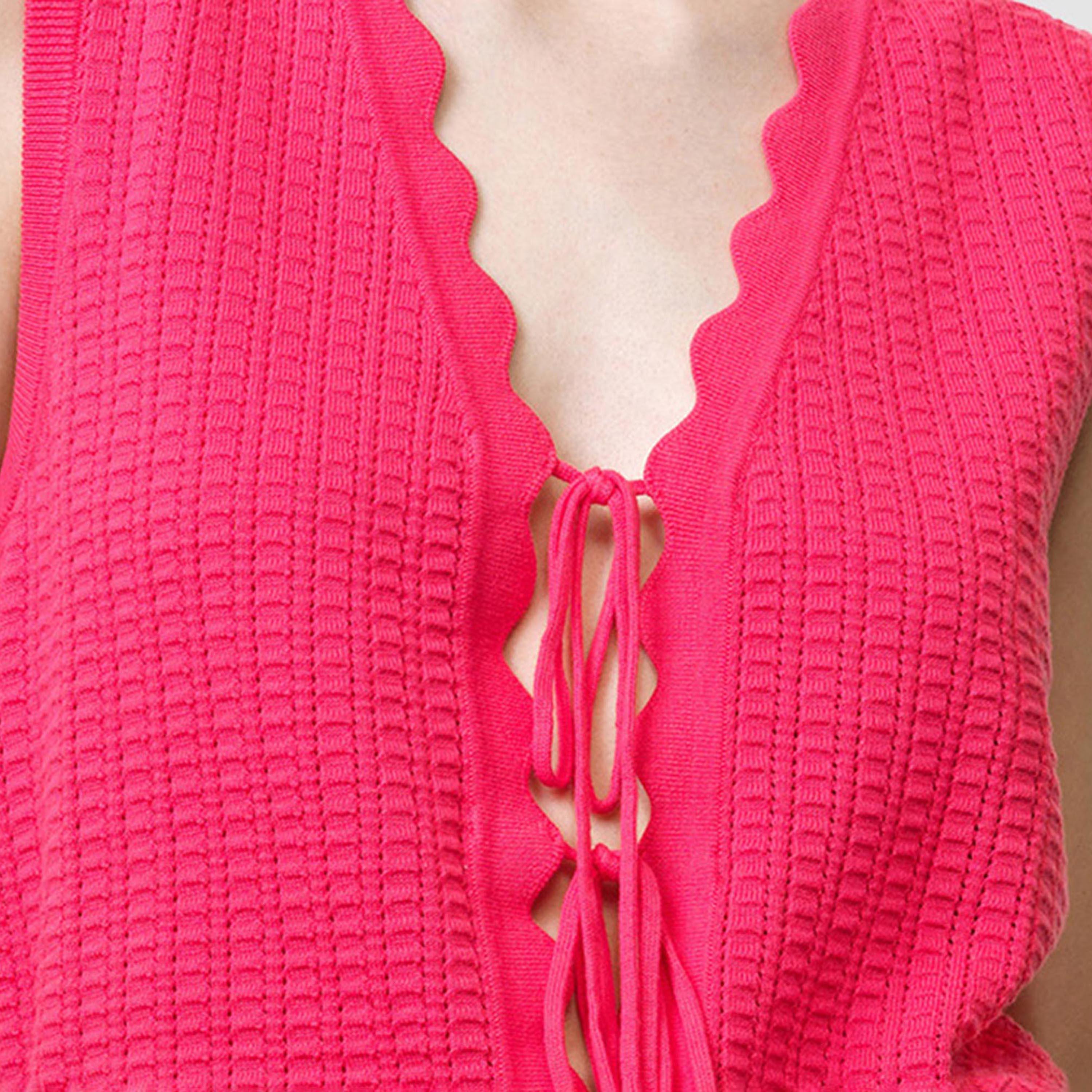 فيست محبوك نسائي قطن بقماش بارز لون وردي من فرينش كونكشن-women-clothing-shirtsandblouses-blouses-image-5
